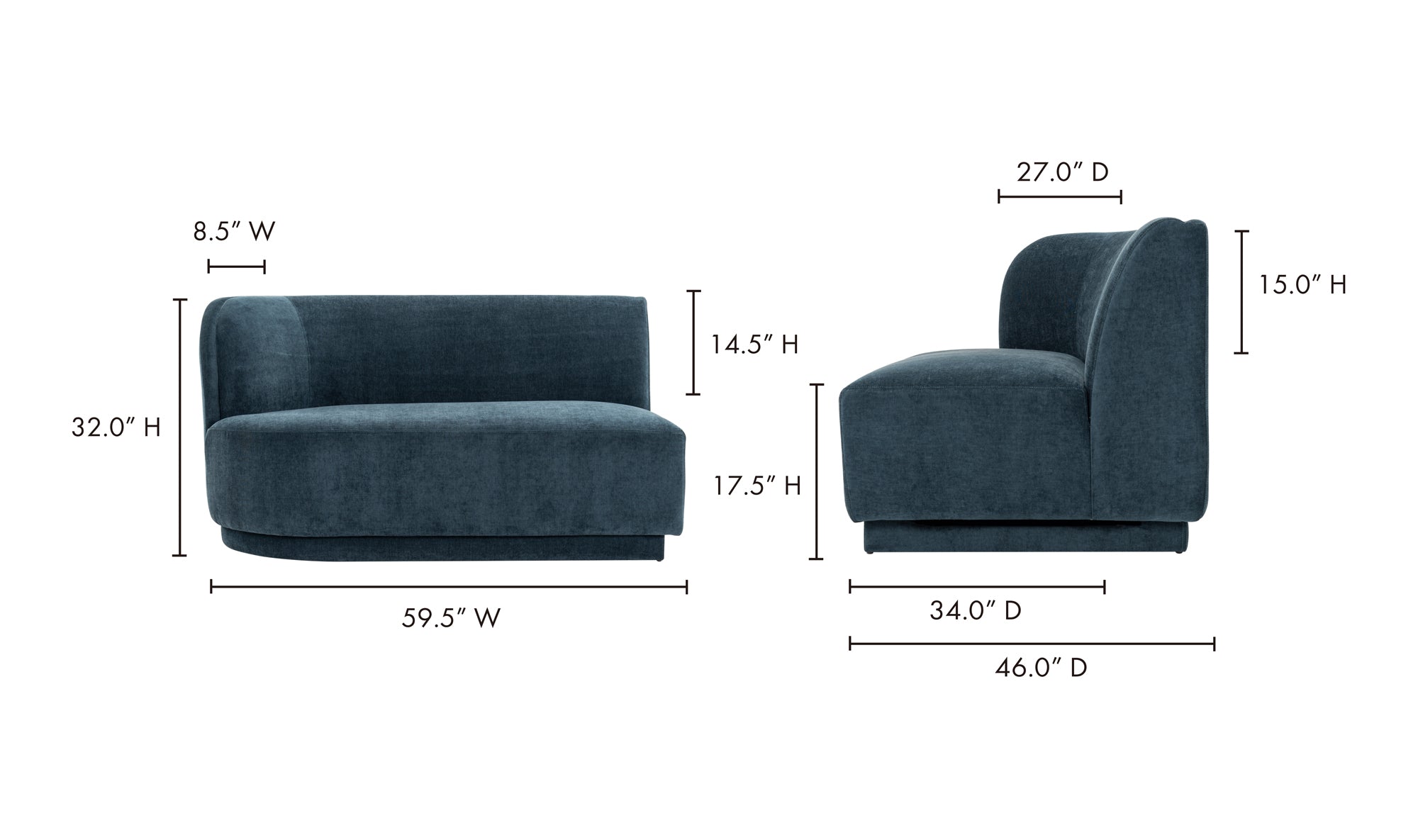 YOON CHAISE LEFT NIGHTSHADE BLUE