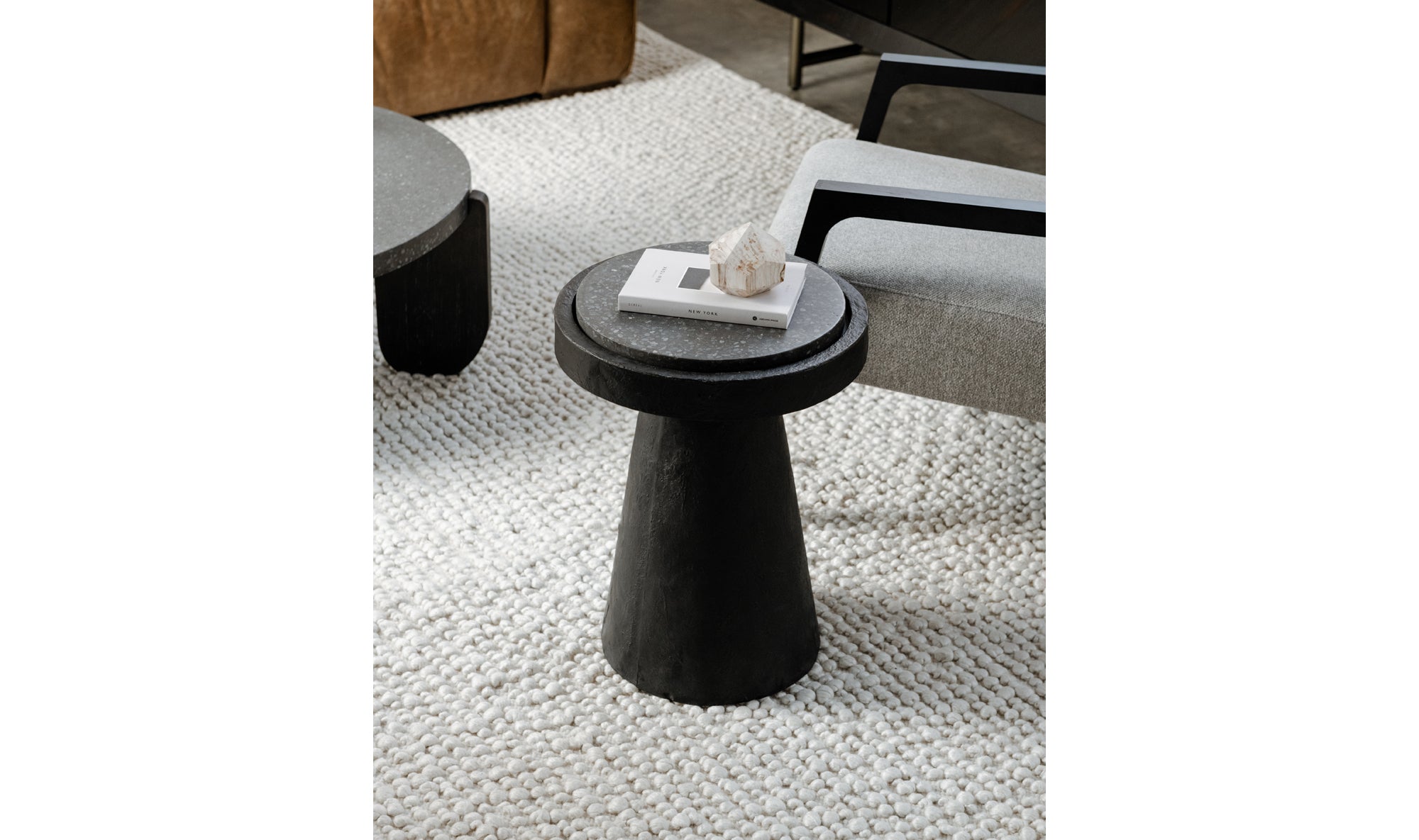 16" Black Concrete Side Table