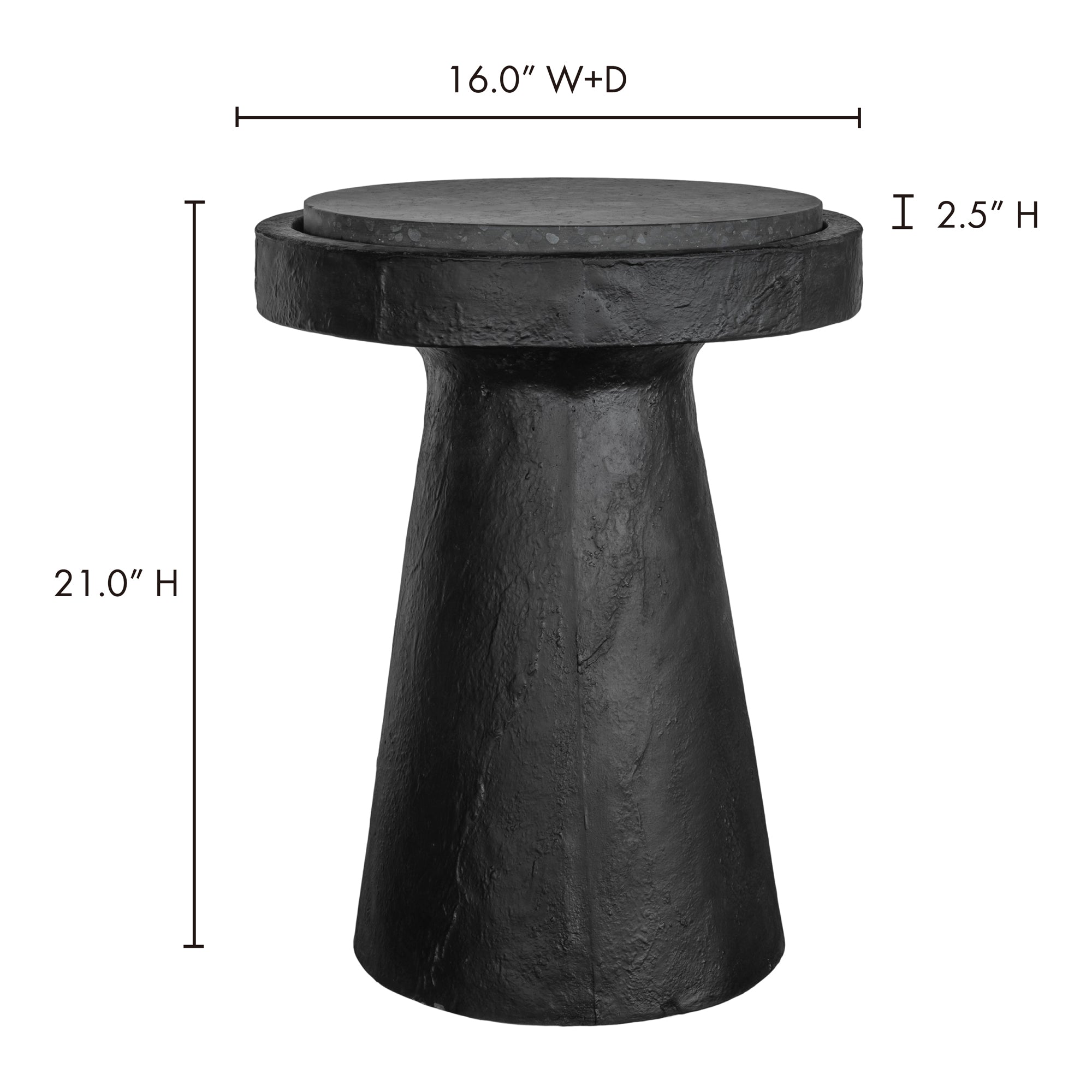 16" Black Concrete Side Table