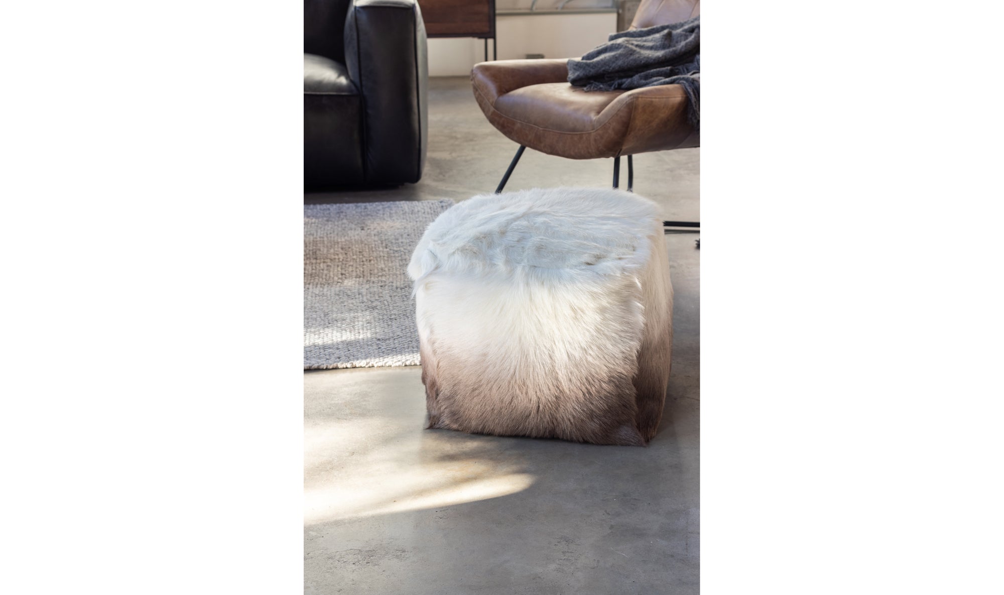 GOAT FUR POUF