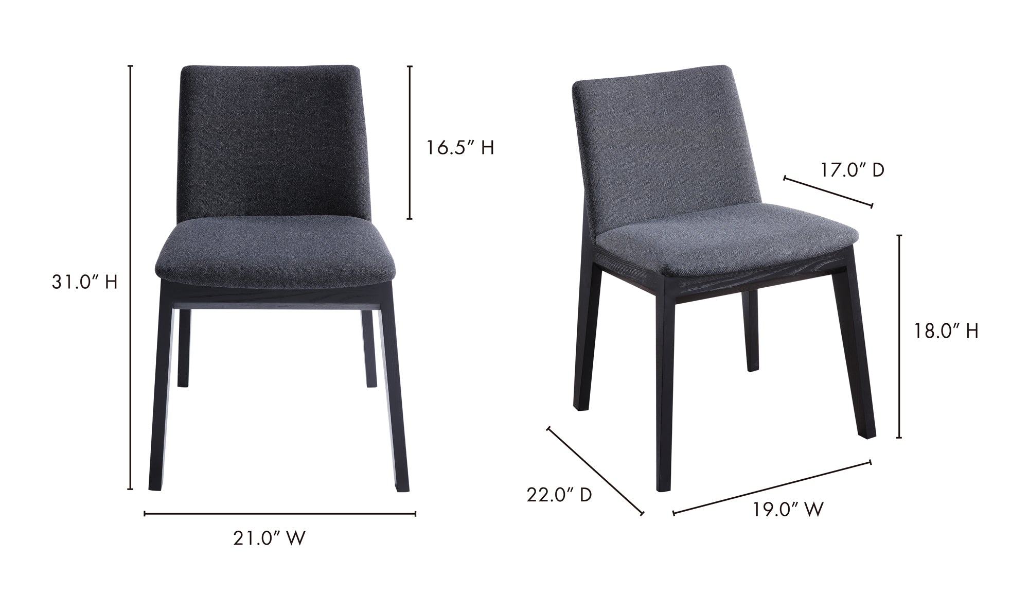 DECO ASH DINING CHAIR CHARCOAL-SET OF TWO