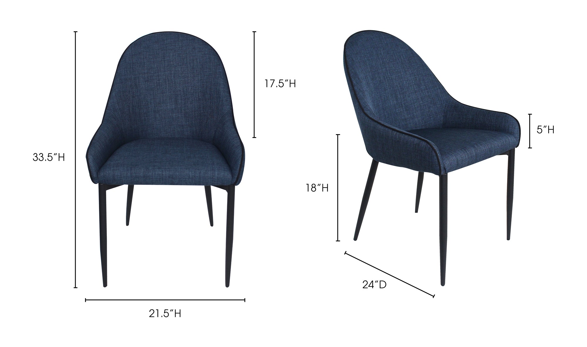 LAPIS DINING CHAIR DARK BLUE-SET OF TWO