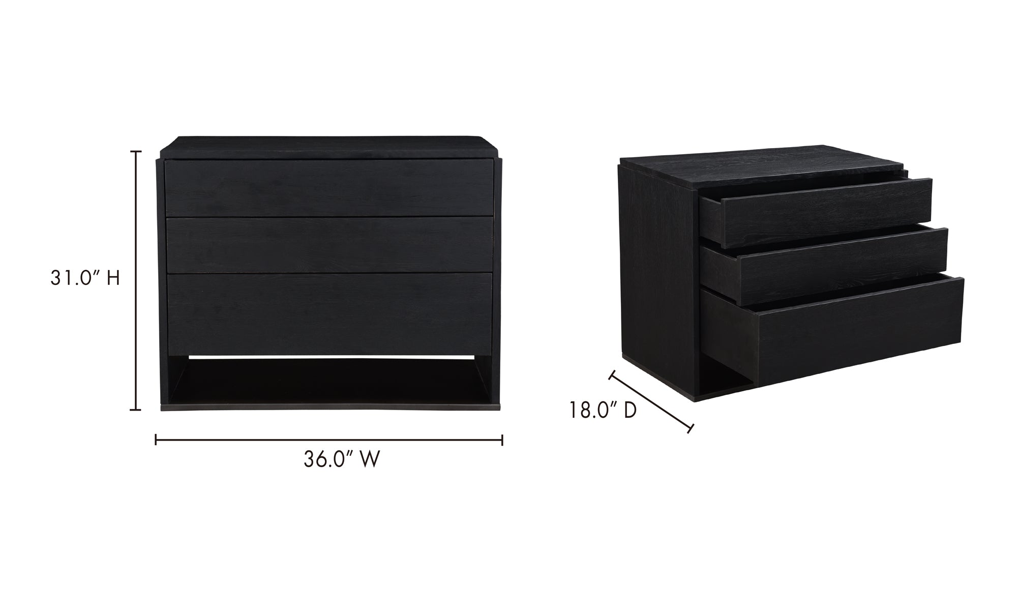 QUINTON 3 DRAWER NIGHTSTAND BLACK