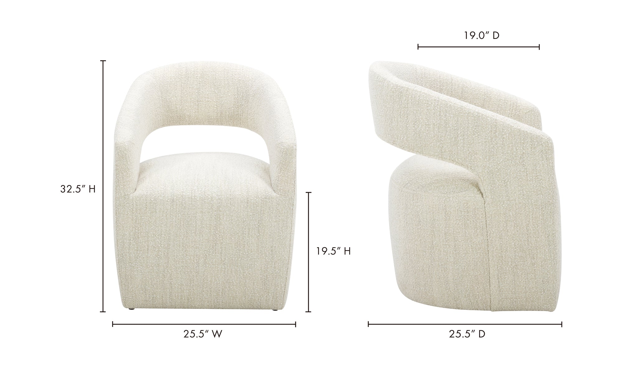 BARROW PERFORMANCE FABRIC ROLLING DINING CHAIR