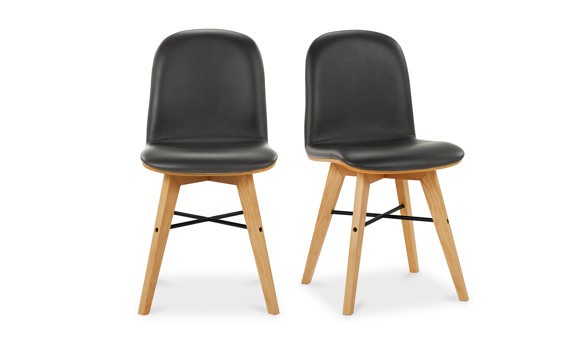 NAPOLI LEATHER DINING CHAIR BLACK-SET OF TWO