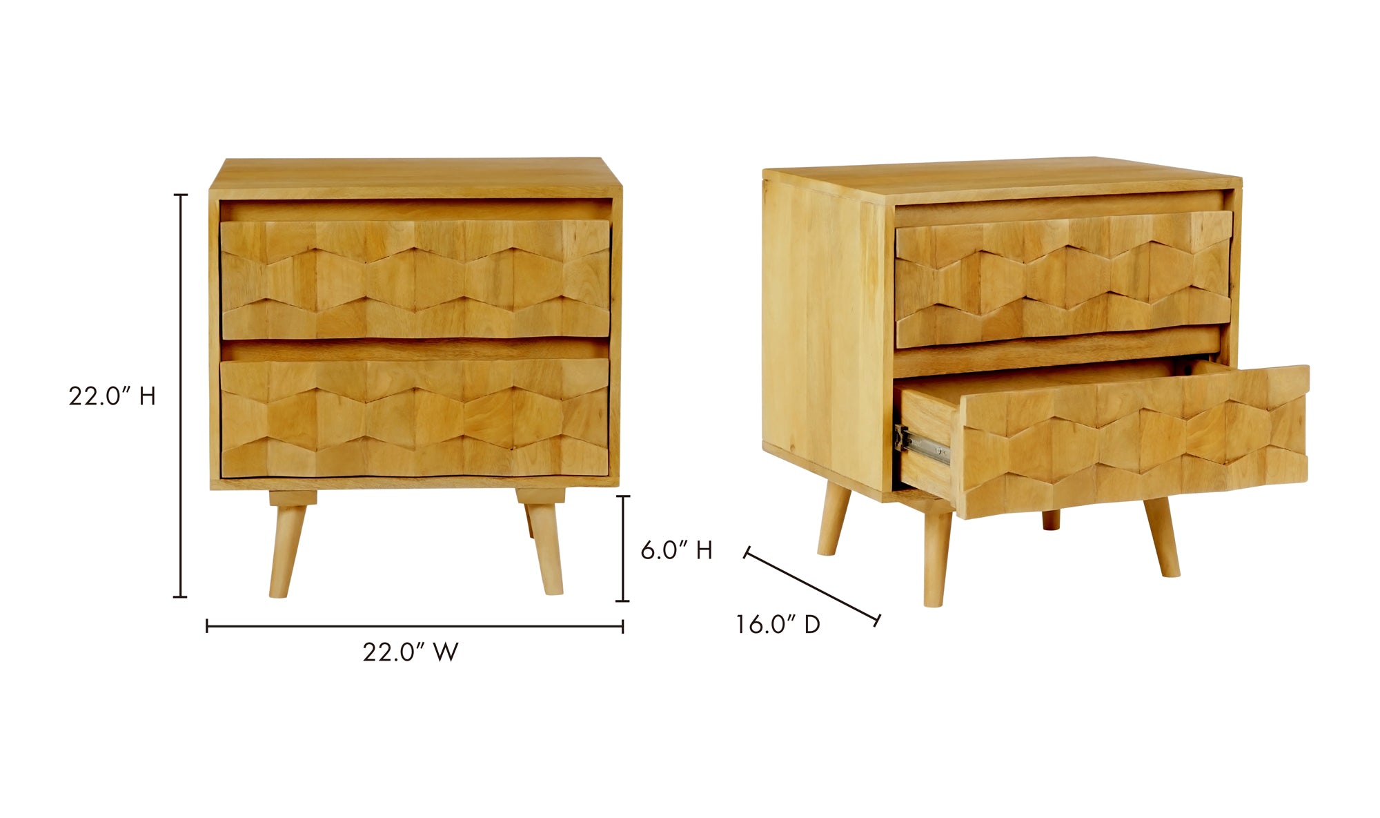 O2 TWO DRAWER NIGHTSTAND