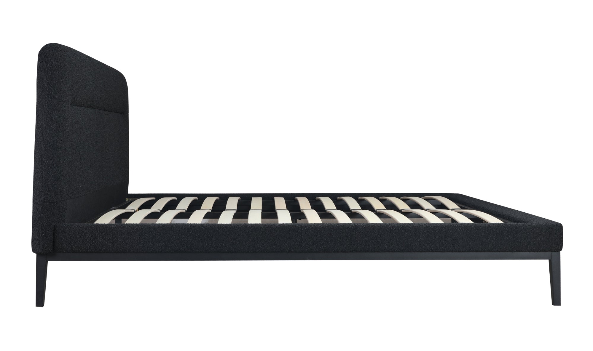 NYX UPHOLSTERED KING SIZE PLATFORM BED BLACK BOUCLE