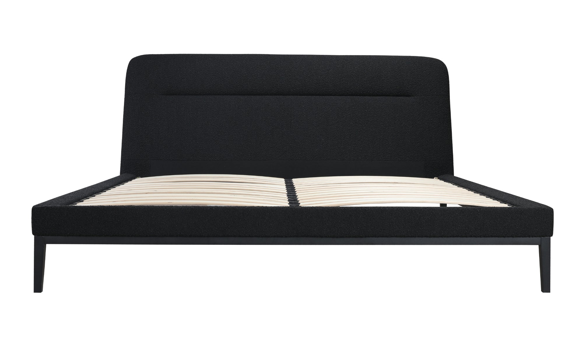NYX UPHOLSTERED KING SIZE PLATFORM BED BLACK BOUCLE