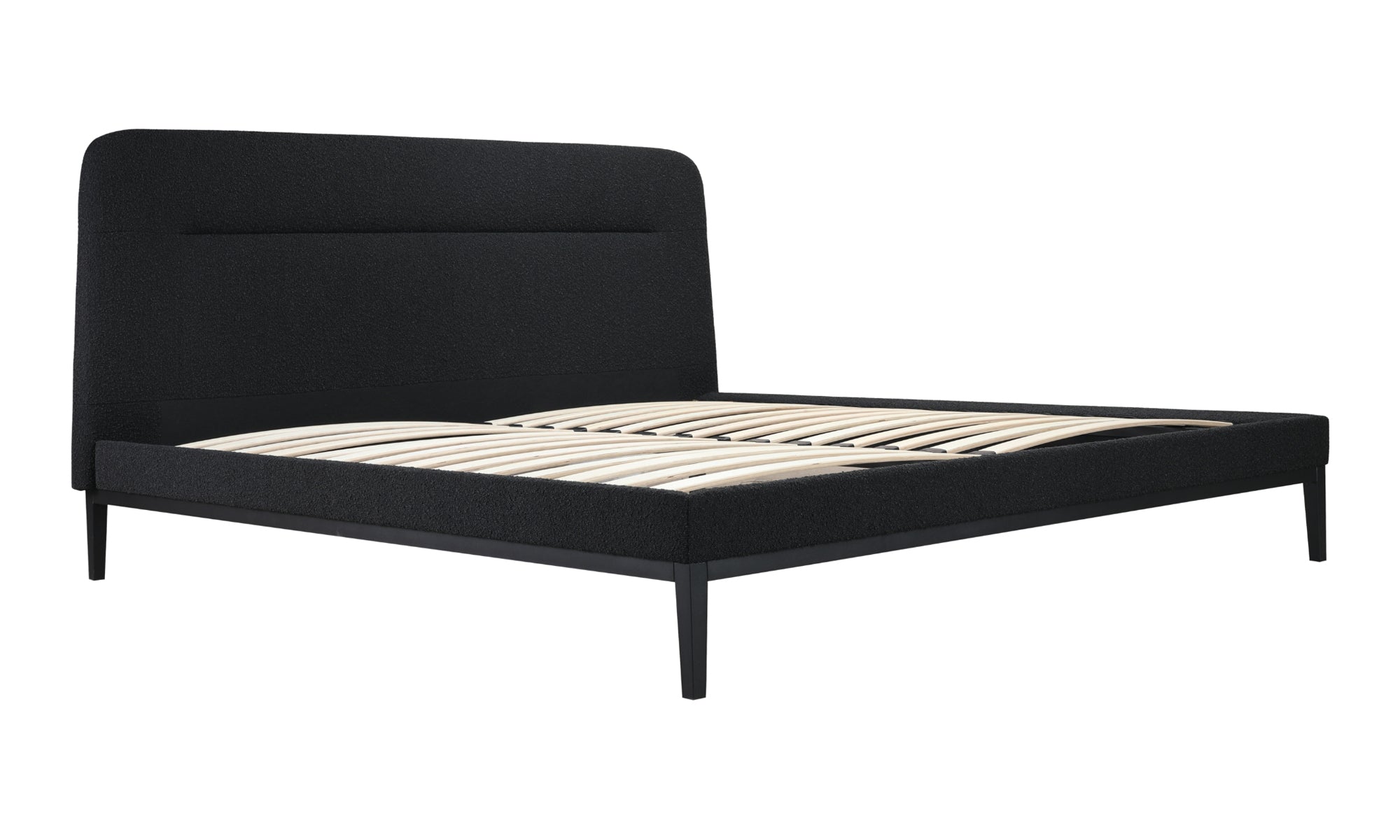 NYX UPHOLSTERED KING SIZE PLATFORM BED BLACK BOUCLE