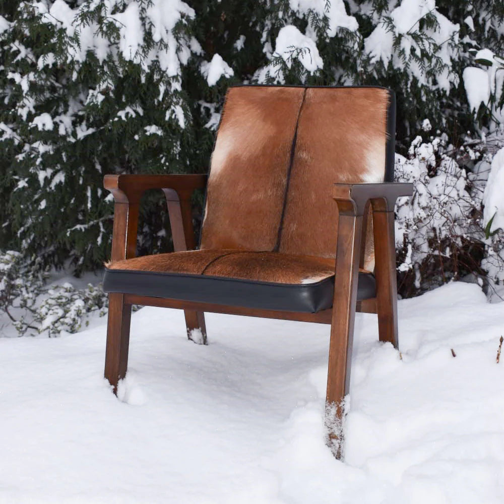 RIO COOL ARMCHAIR - COOL BROWN, LEATHER/GOAT HAIR
