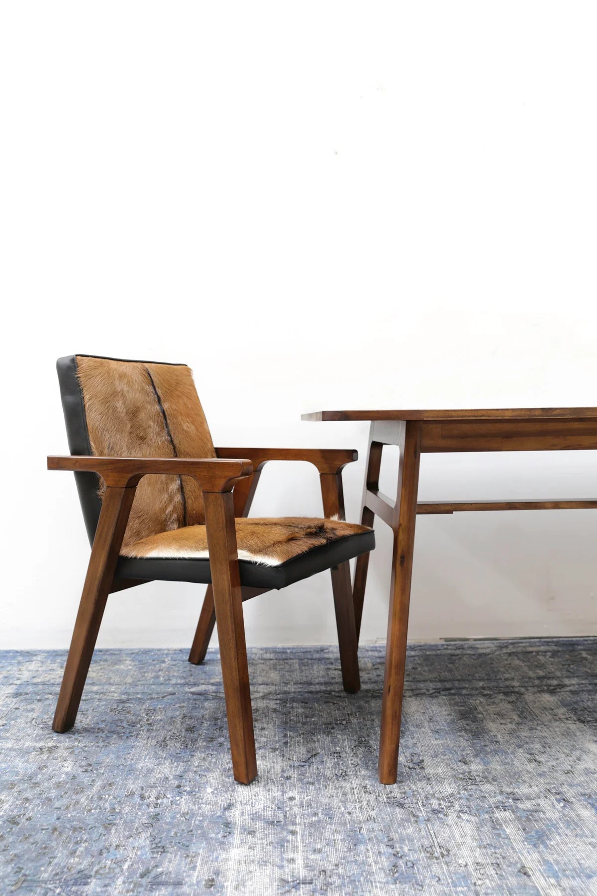 RIO COOL ARMCHAIR - COOL BROWN, LEATHER/GOAT HAIR