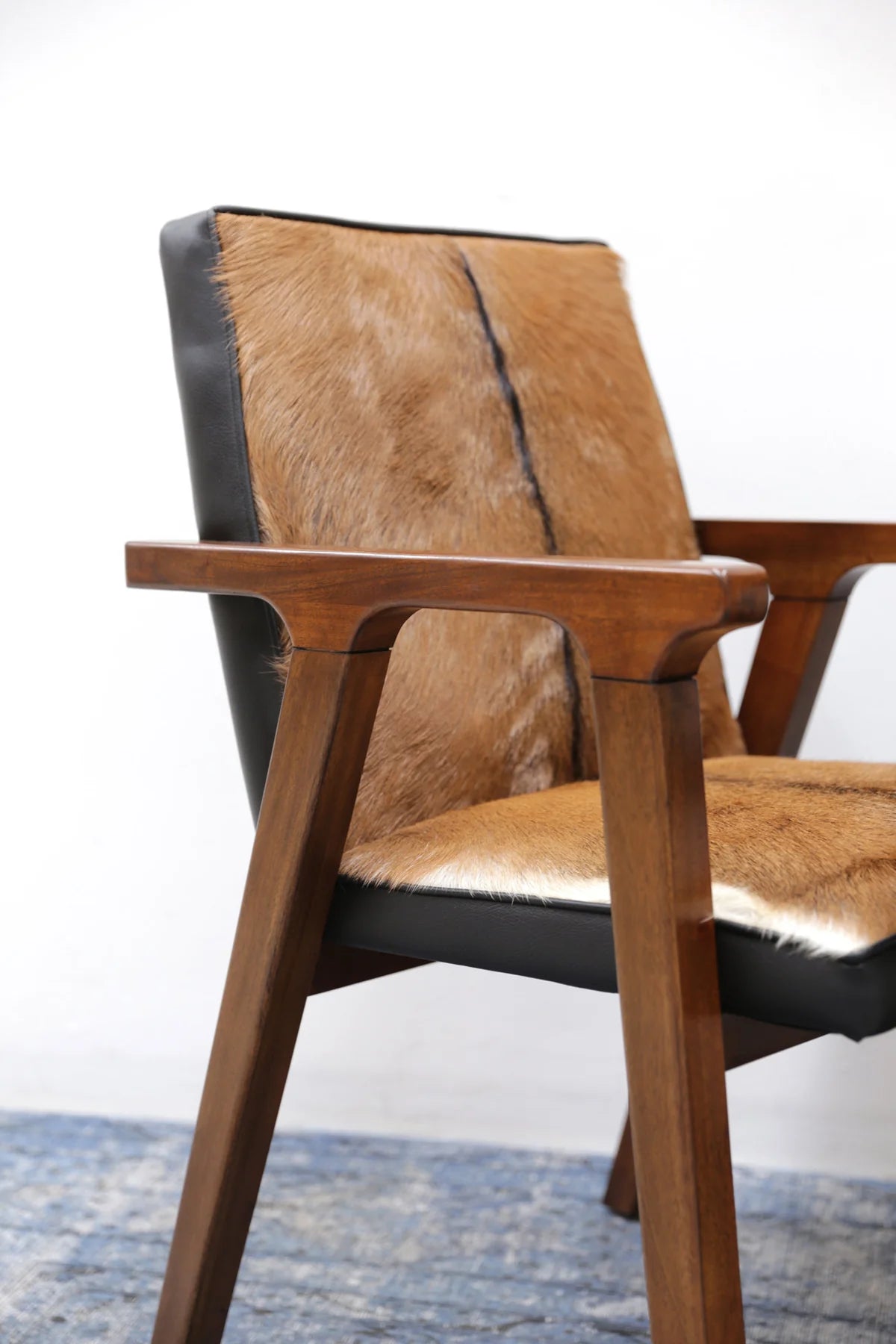 RIO COOL ARMCHAIR - COOL BROWN, LEATHER/GOAT HAIR