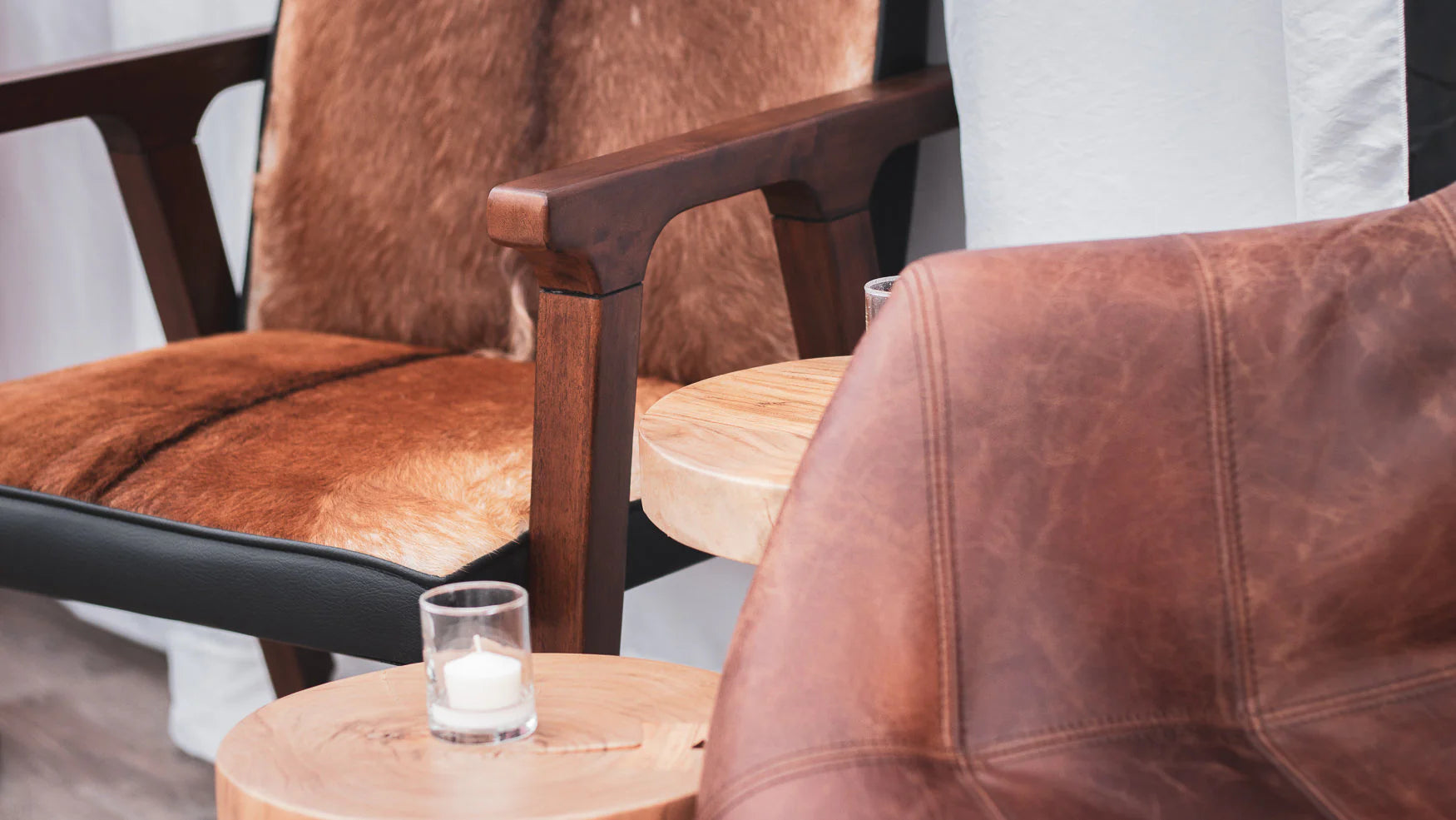 RIO COOL ARMCHAIR - COOL BROWN, LEATHER/GOAT HAIR