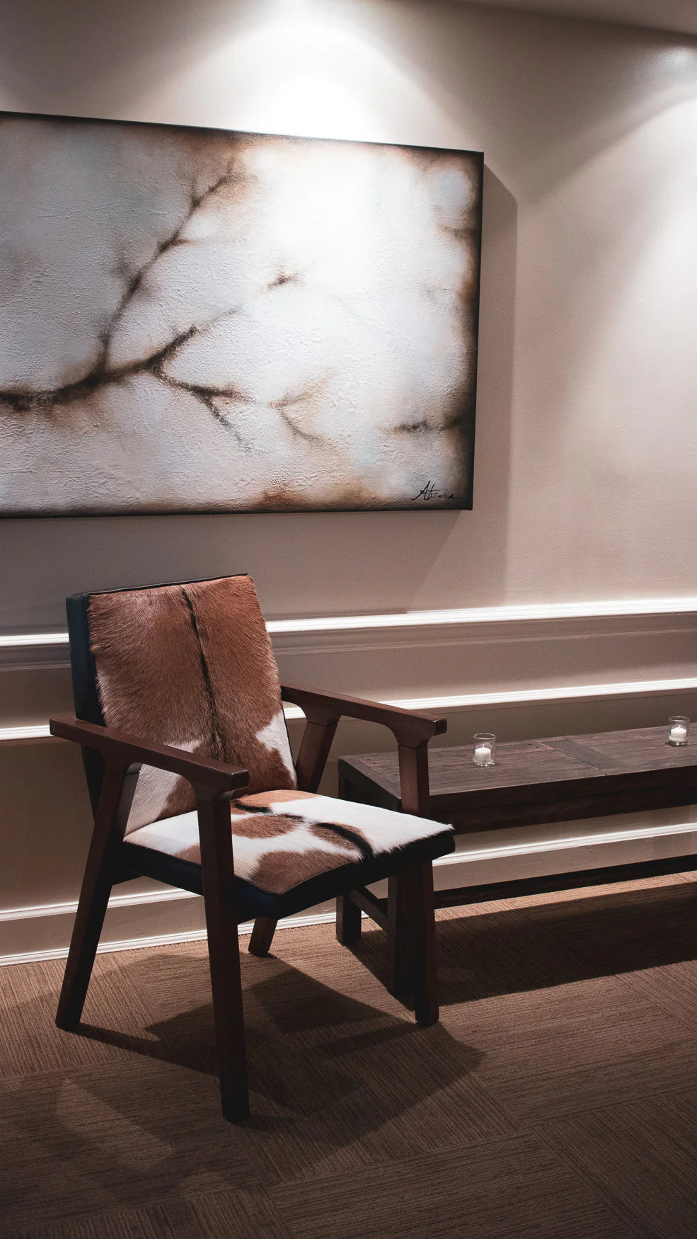 RIO COOL ARMCHAIR - COOL BROWN, LEATHER/GOAT HAIR