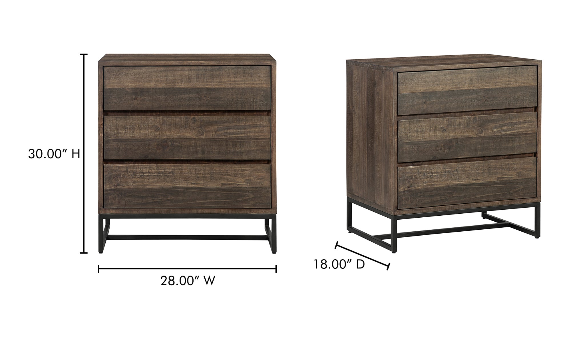 ELENA 3 DRAWER NIGHTSTAND