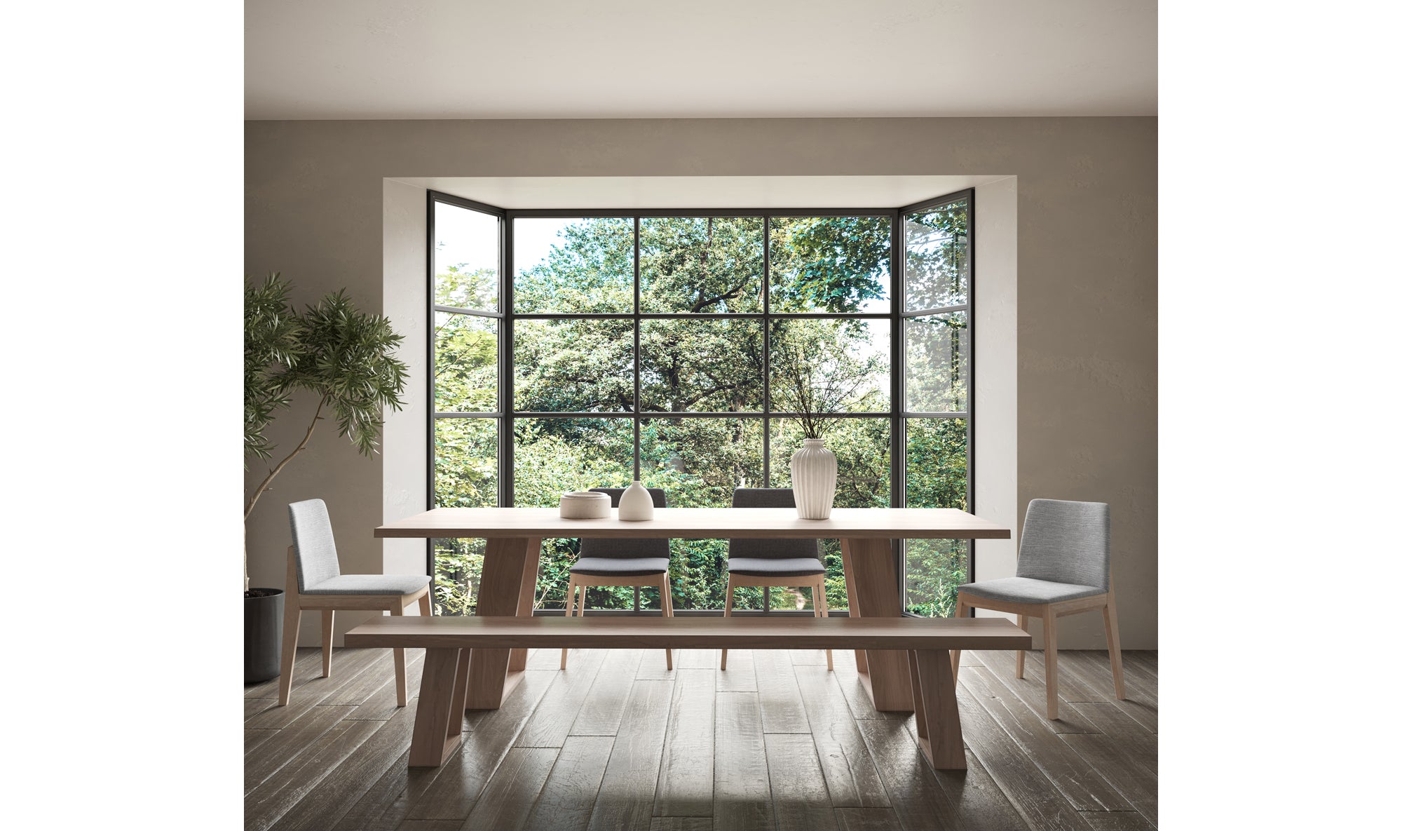 DECO OAK DINING CHAIR- SET OF TWO