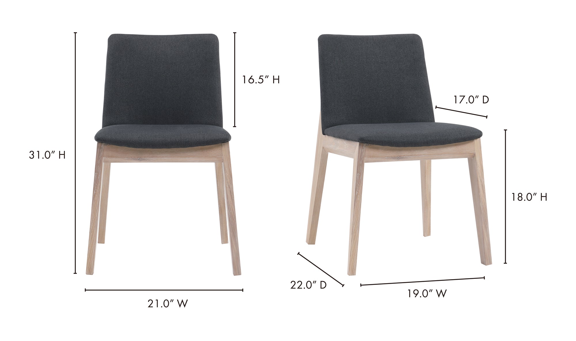 DECO OAK DINING CHAIR- SET OF TWO