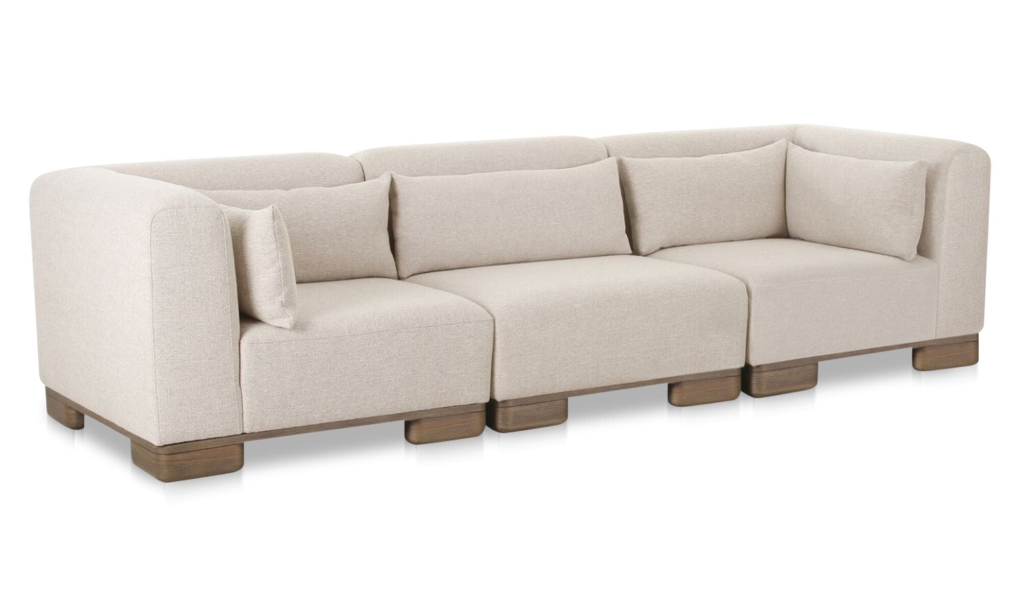 115" Oatmeal Upholstered Modular Sofa
