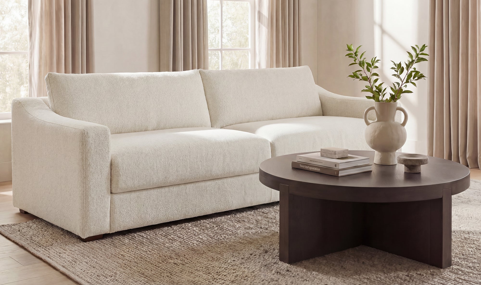 91" Flecked Oat Upholstered Sofa