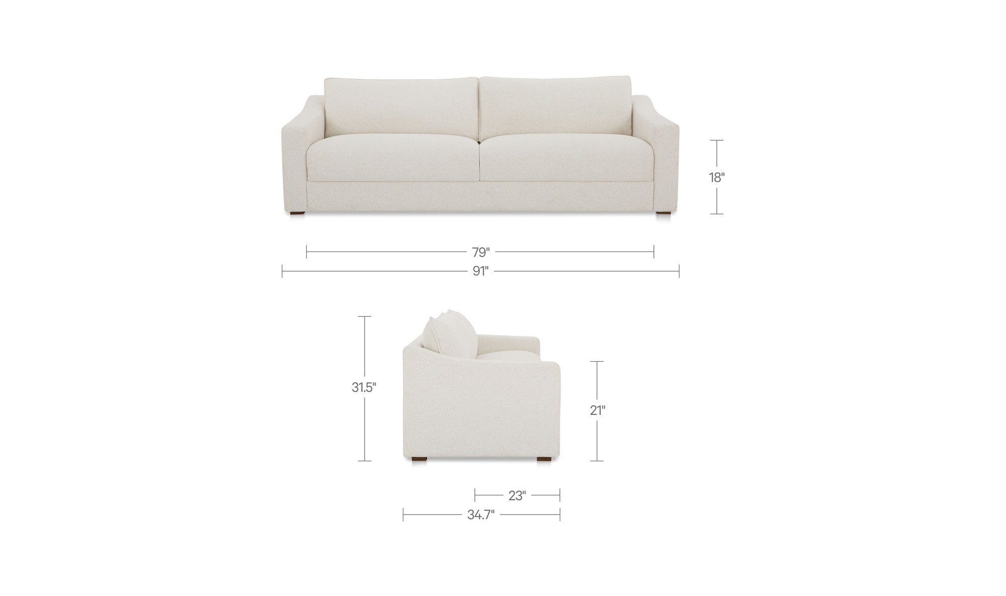 91" Flecked Oat Upholstered Sofa