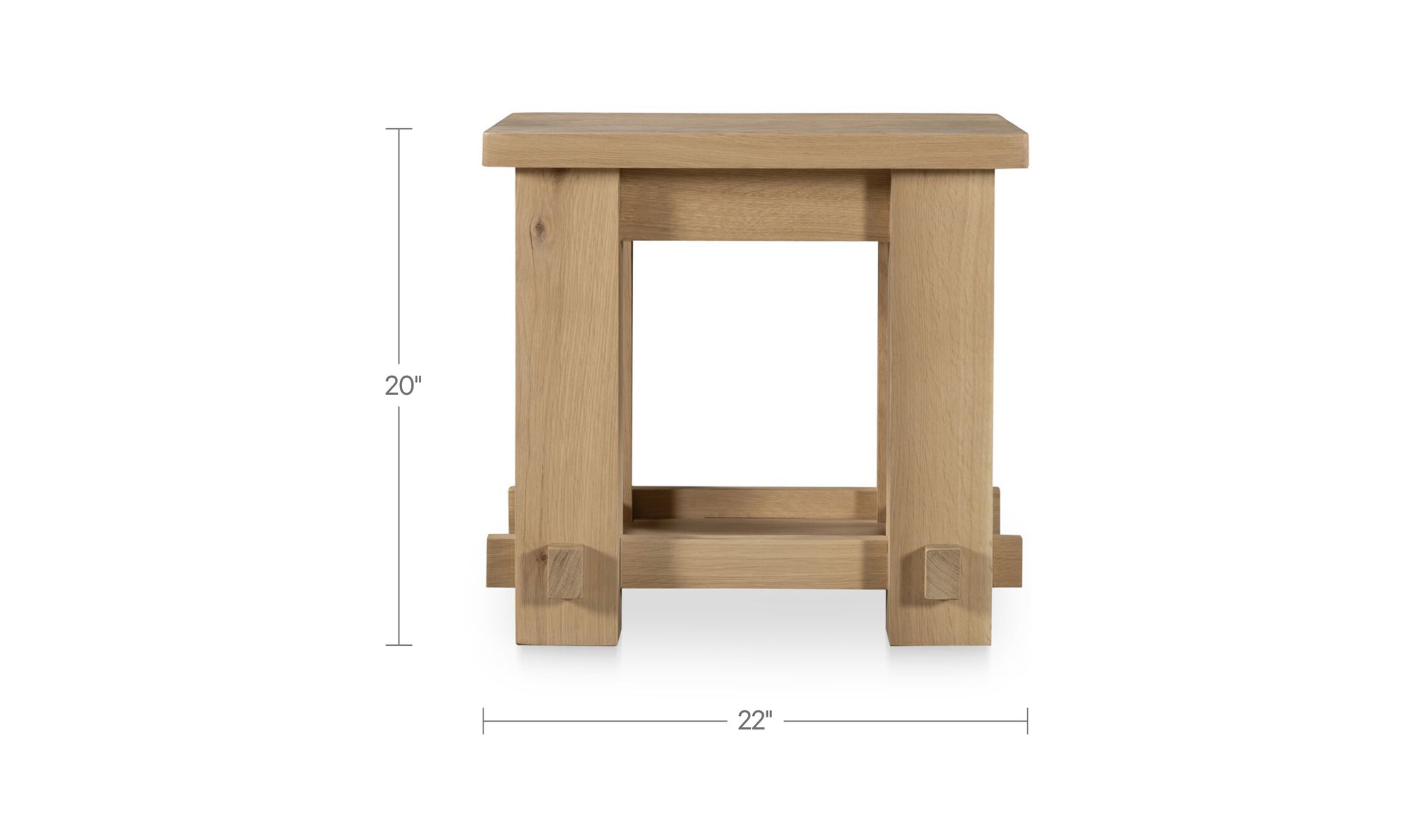 22" Natural Solid Oak Side Table