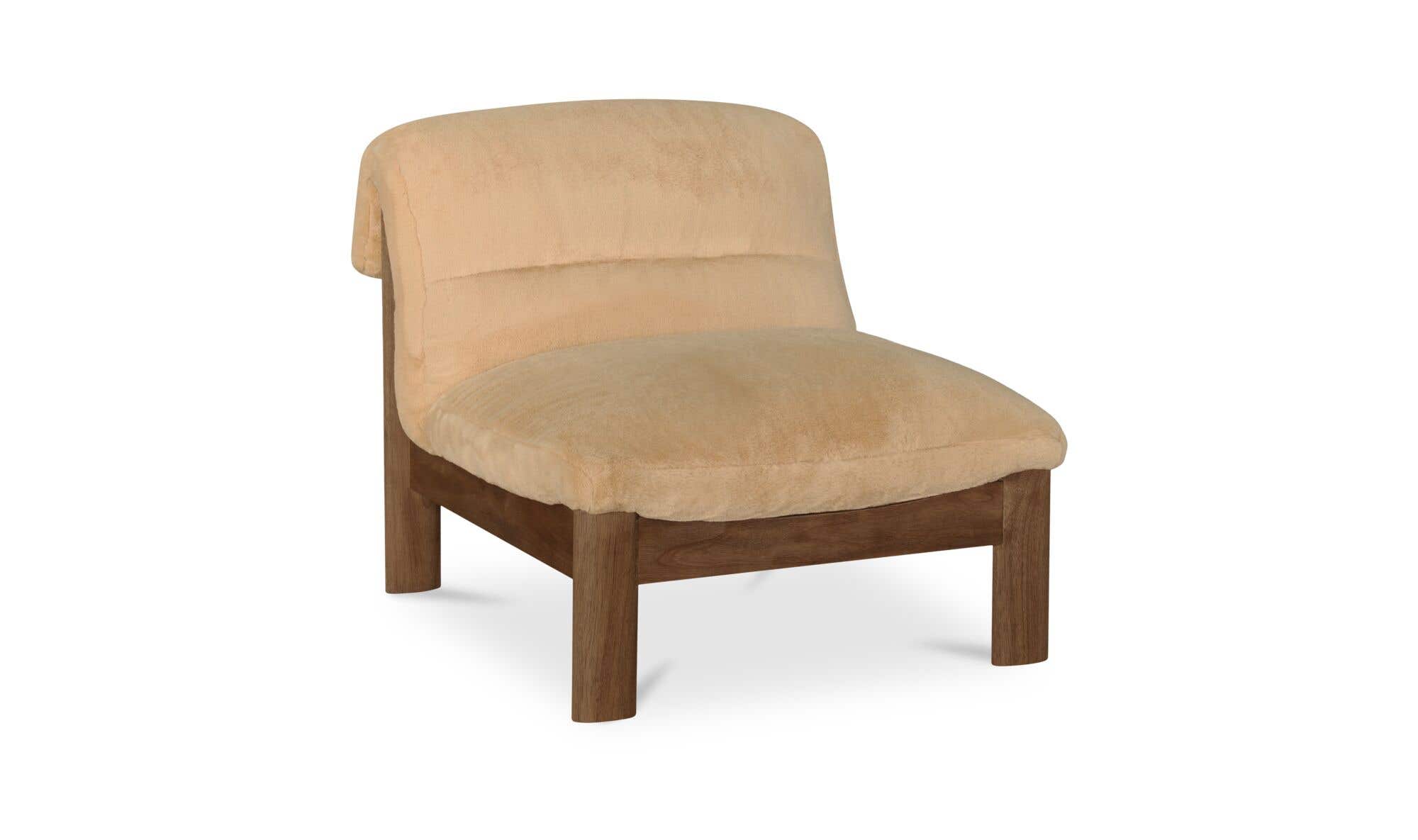 29" Beige Faux Fur Upholstered Accent Chair