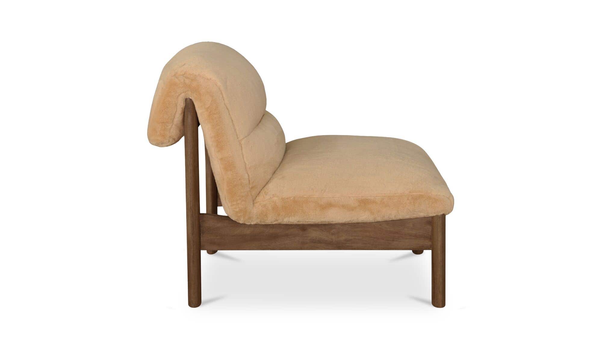 29" Beige Faux Fur Upholstered Accent Chair
