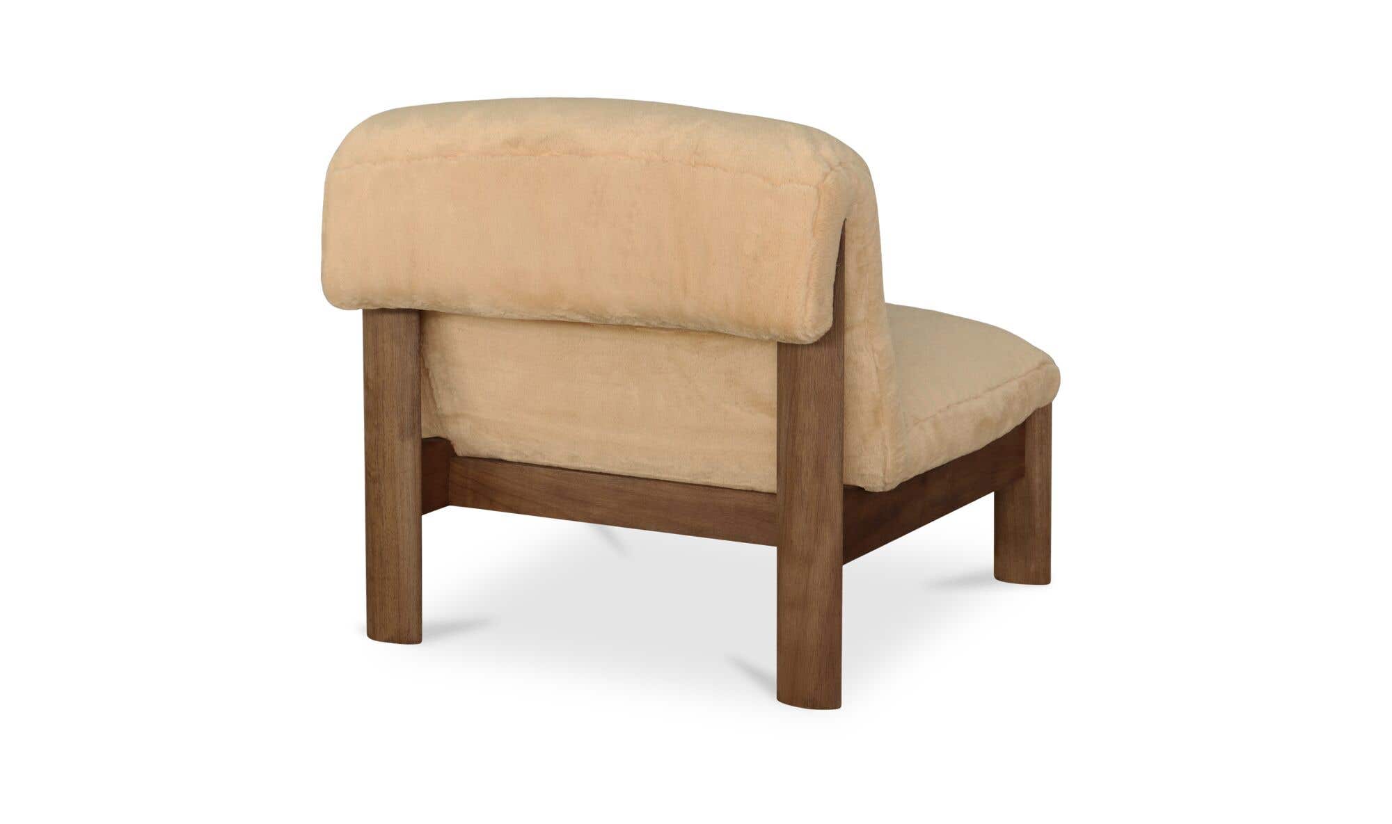 29" Beige Faux Fur Upholstered Accent Chair