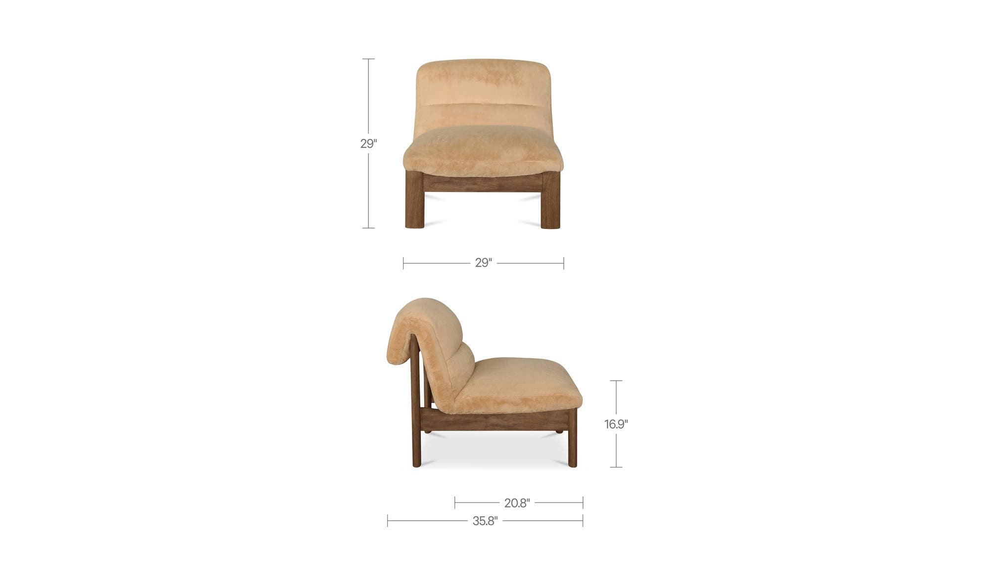 29" Beige Faux Fur Upholstered Accent Chair