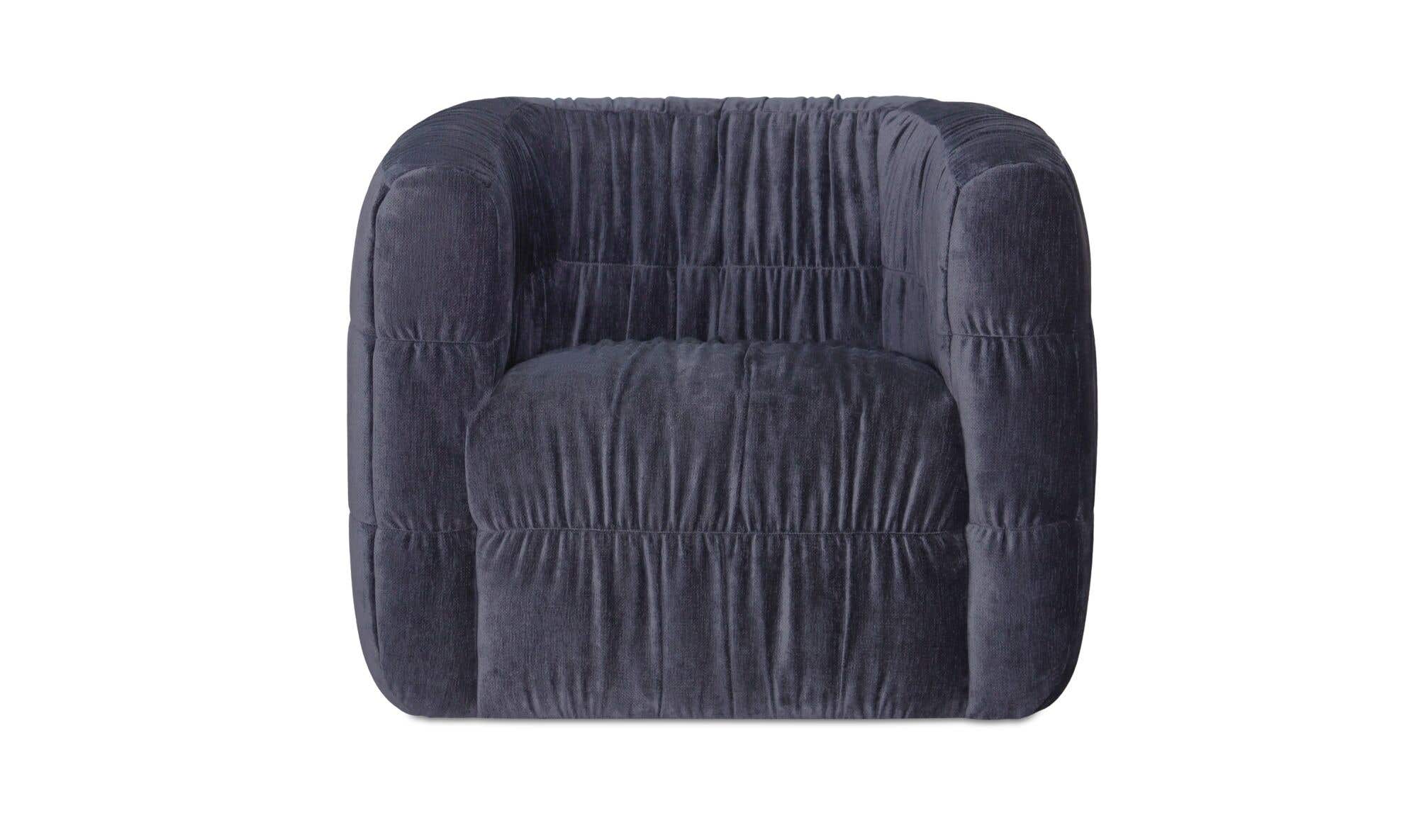 35" Navy Upholstered Swivel Accent Chair