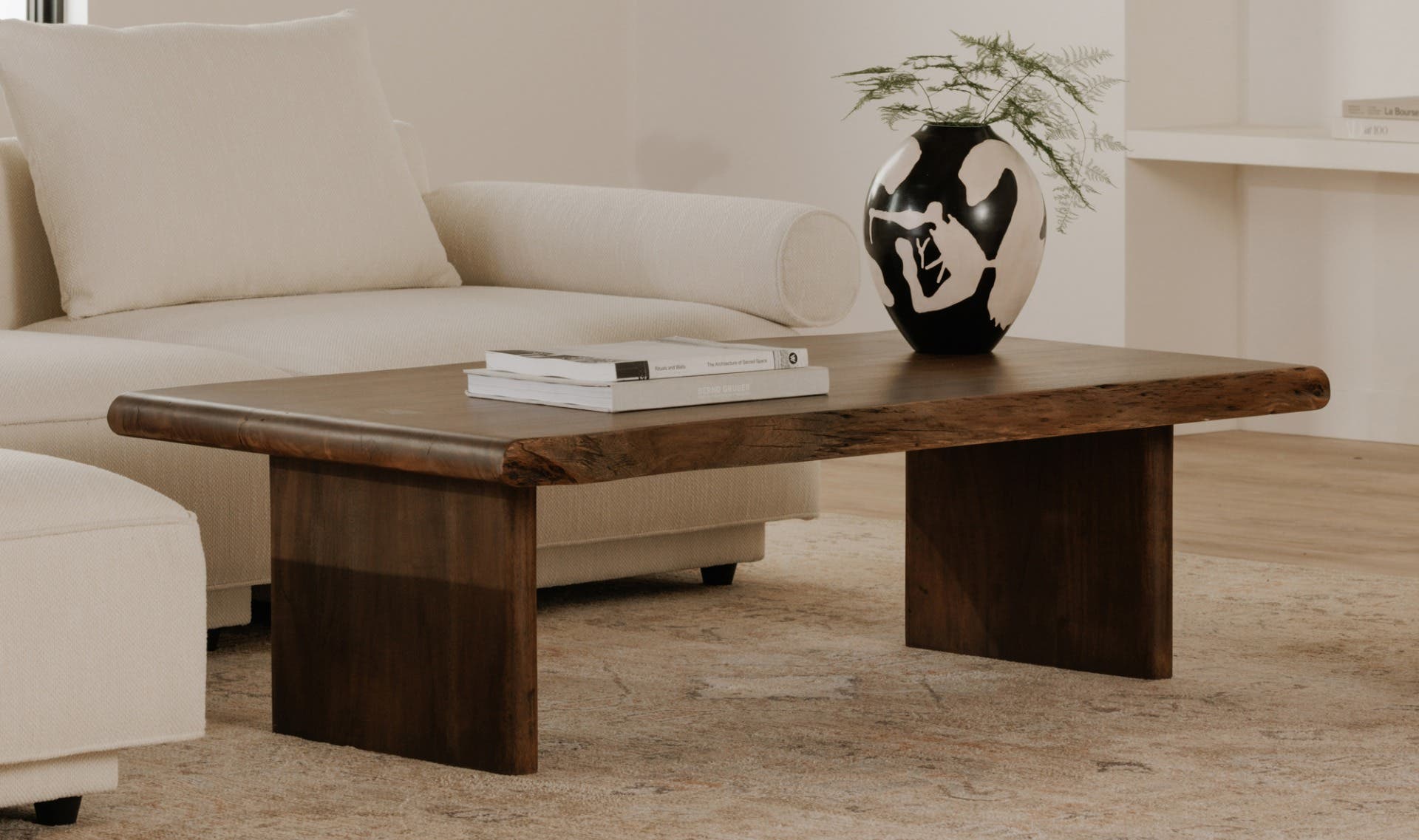 55" Brown Acacia Coffee Table