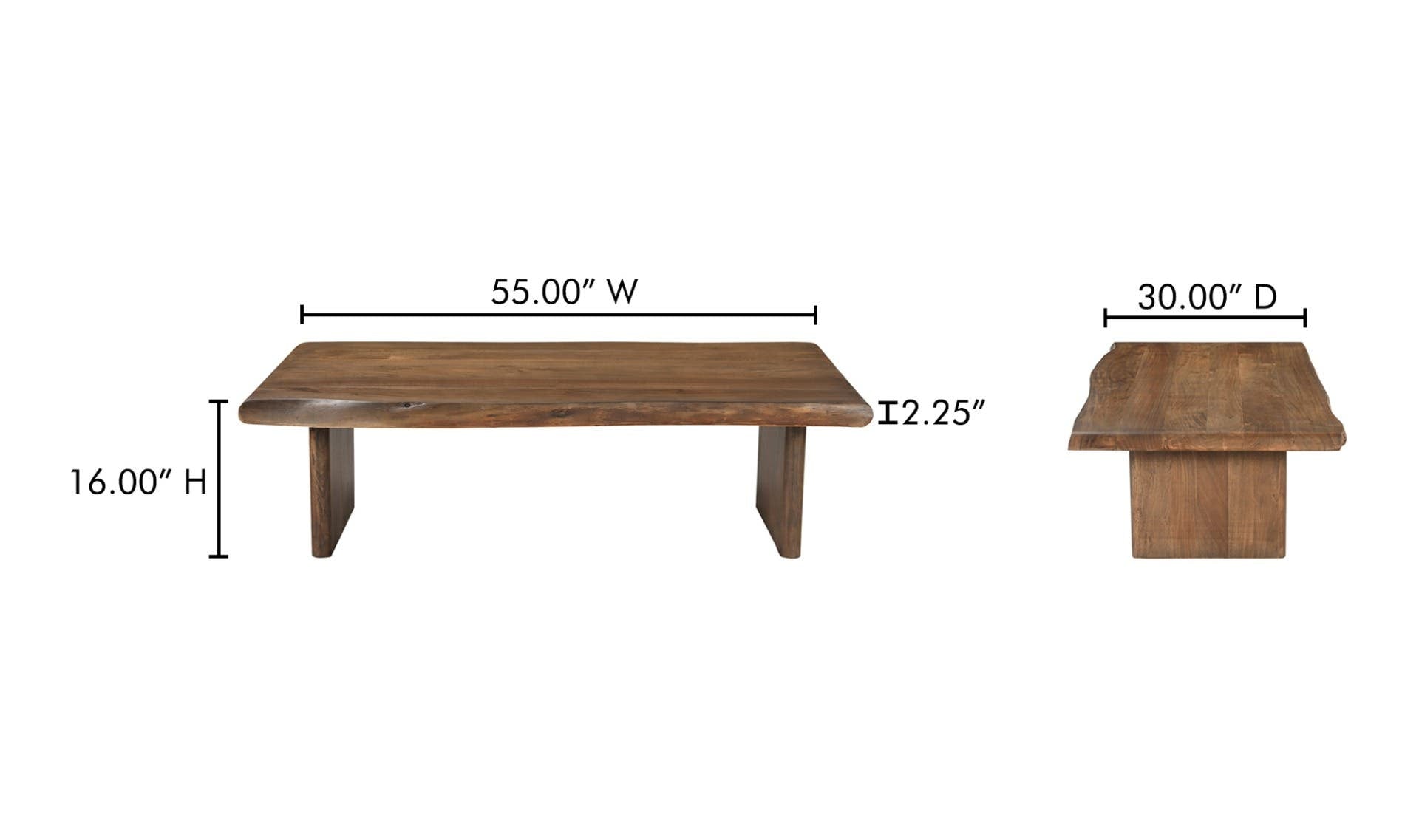 55" Brown Acacia Coffee Table