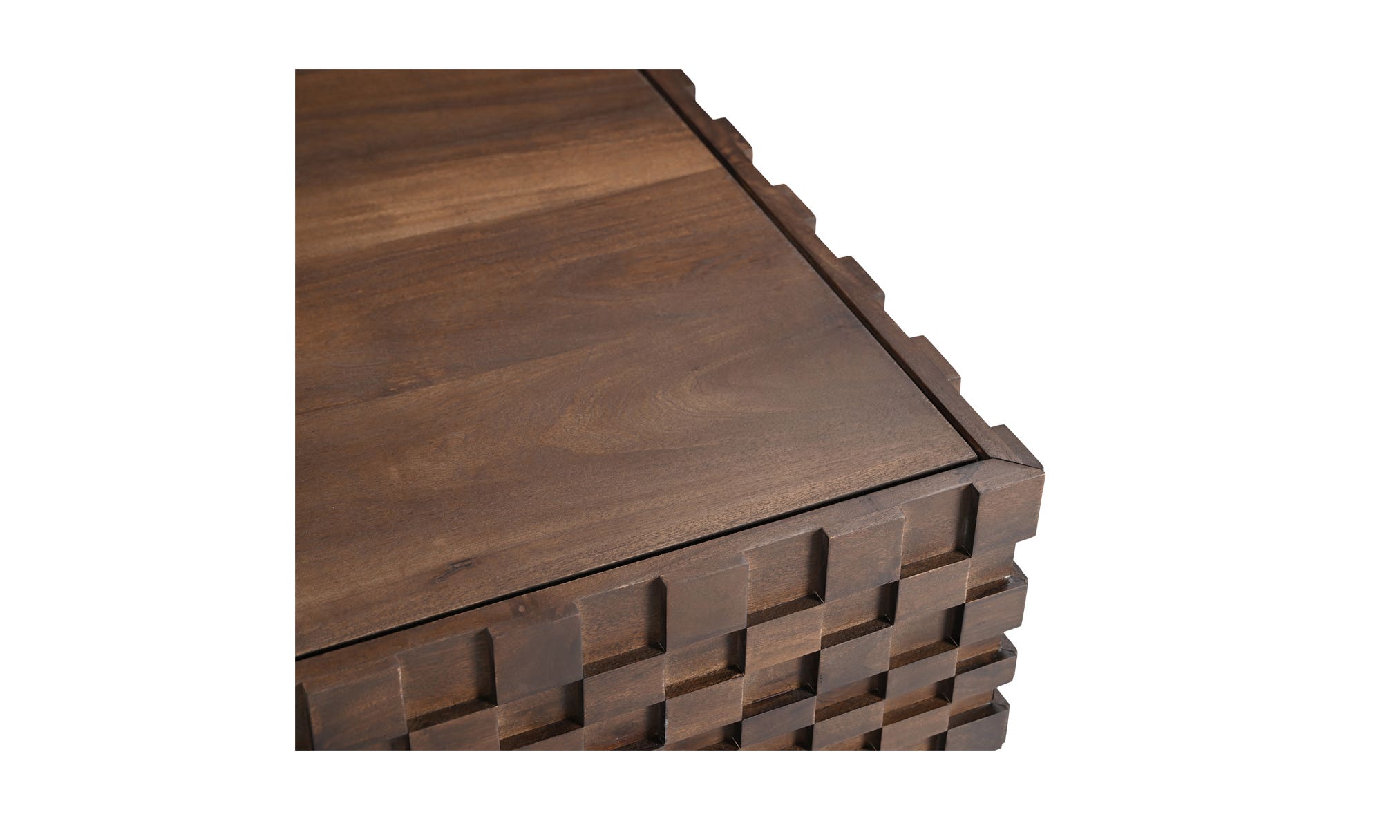 42" Brown Acacia Storage Coffee Table