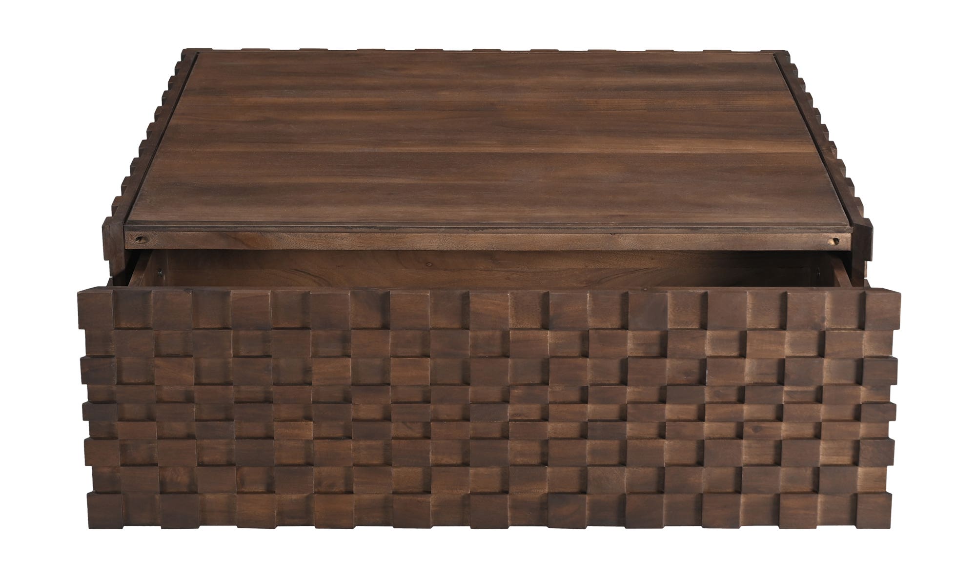42" Brown Acacia Storage Coffee Table
