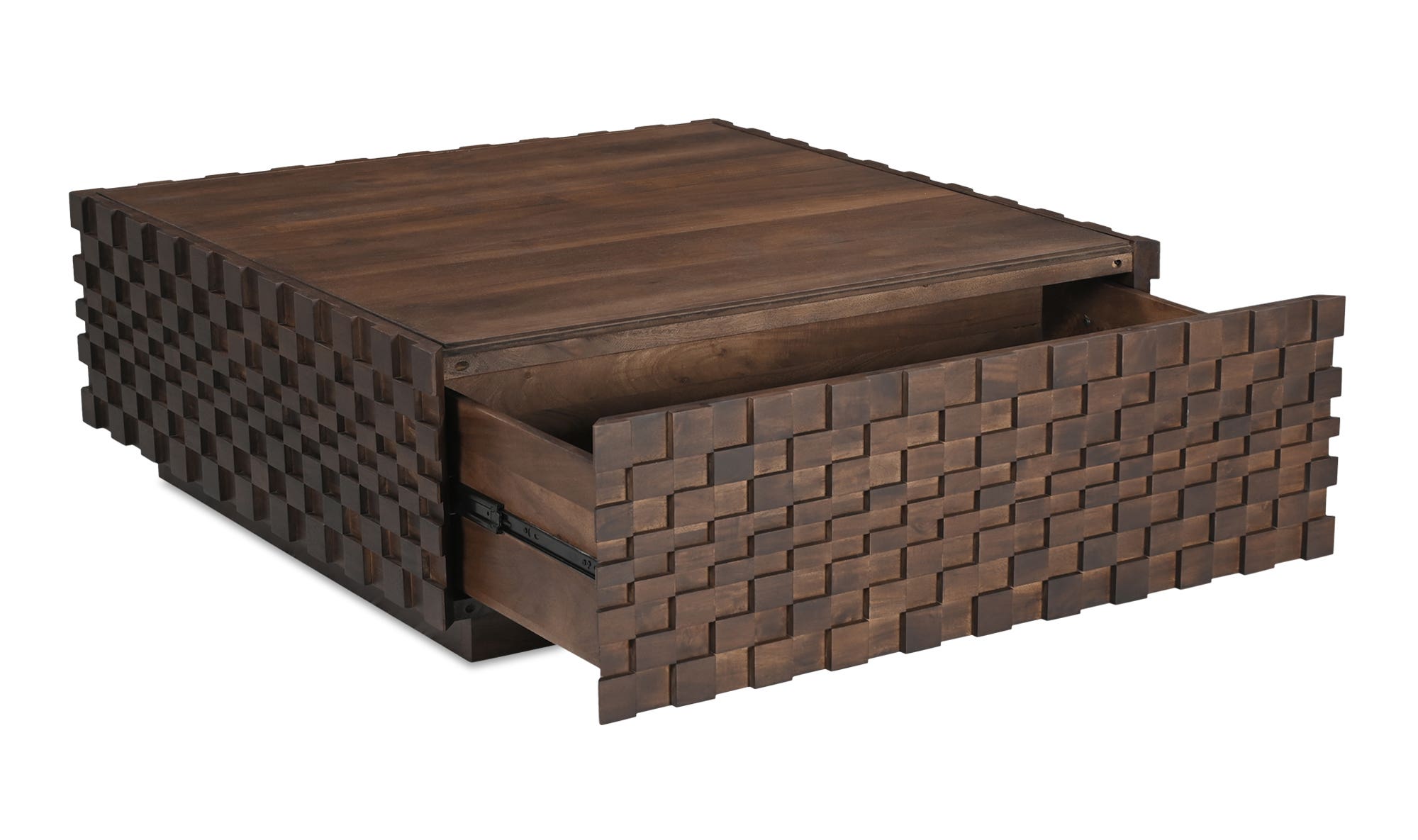 42" Brown Acacia Storage Coffee Table