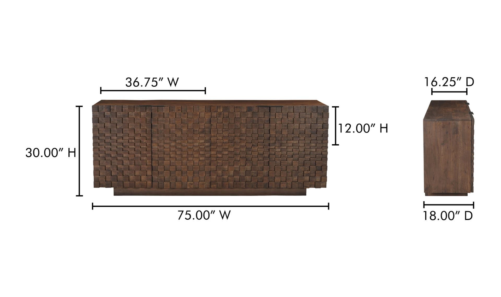 75" Brown Sideboard