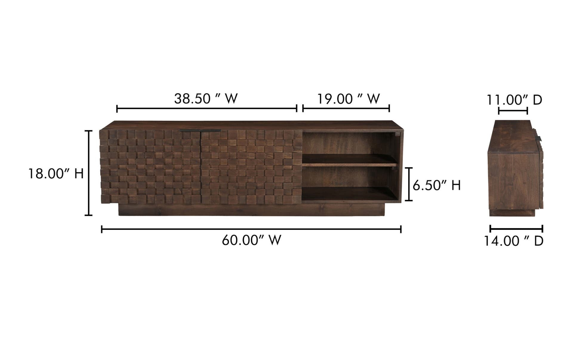 60" Brown Acacia Cabinet
