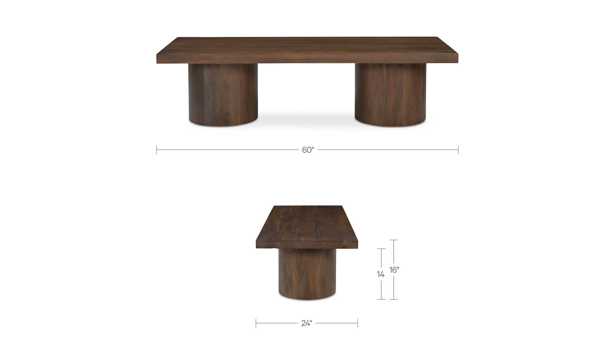 60" Warm Brown Mango Wood Coffee Table
