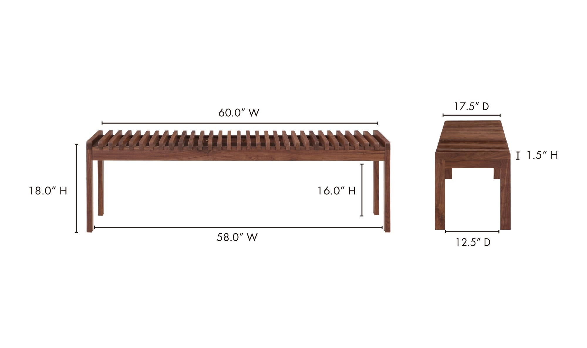 60" Walnut Bench