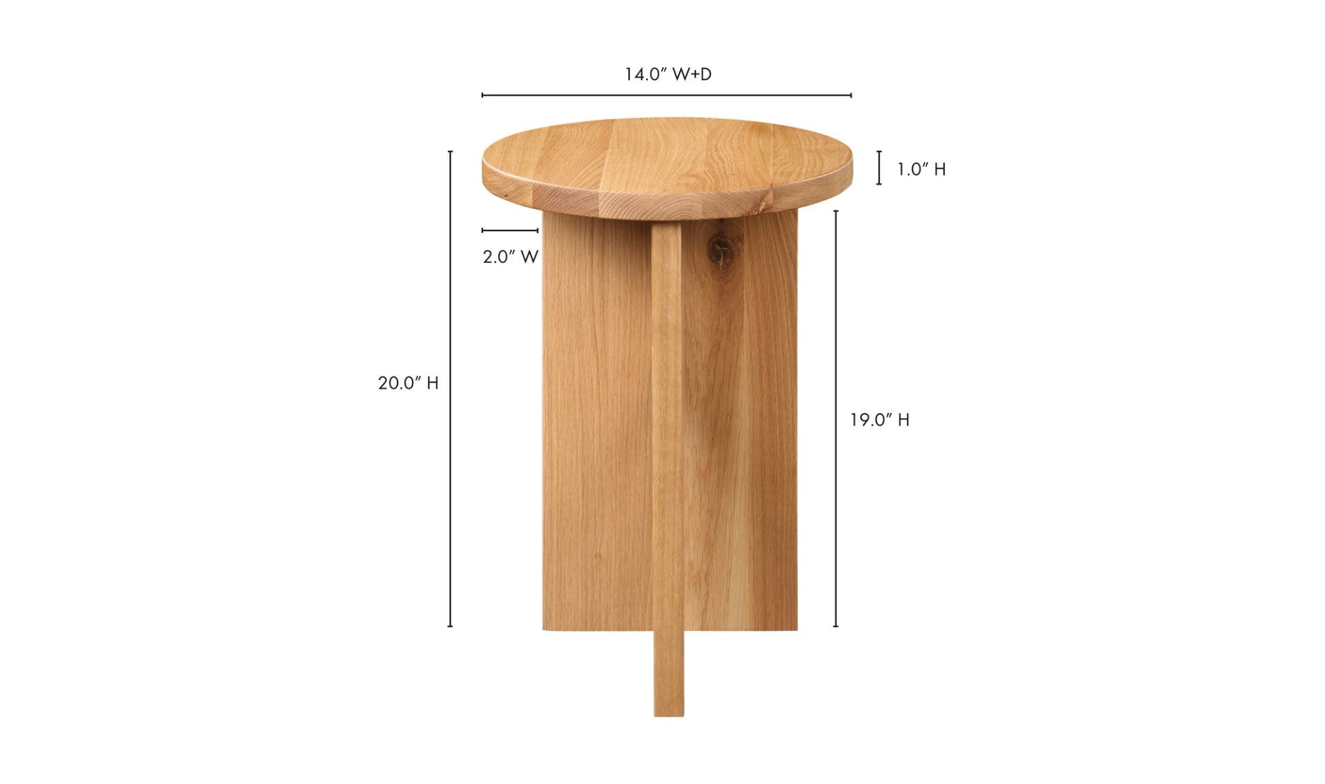 14" Natural Solid Oak Side Table