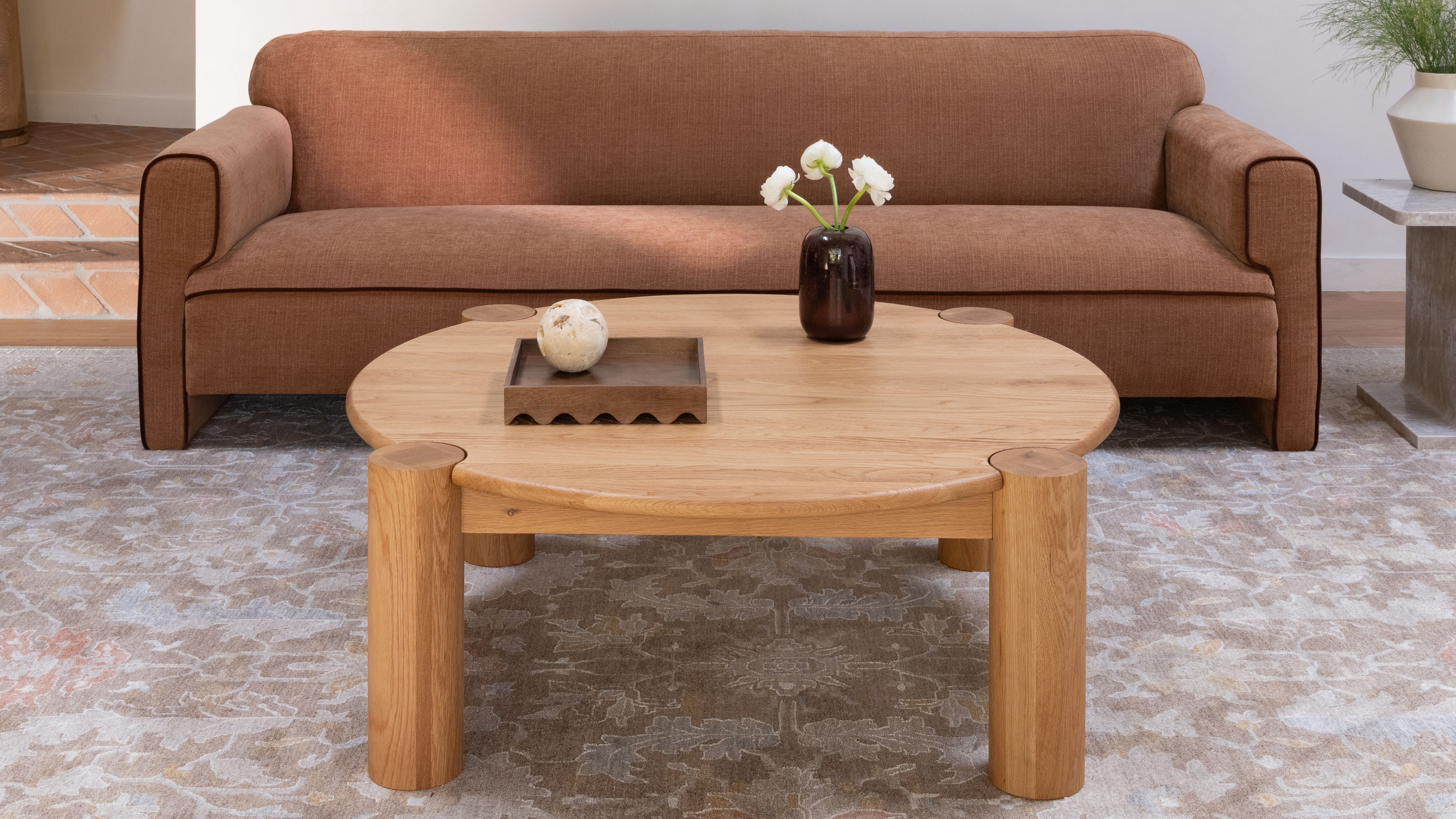 43.3" Natural Solid Oak Coffee Table