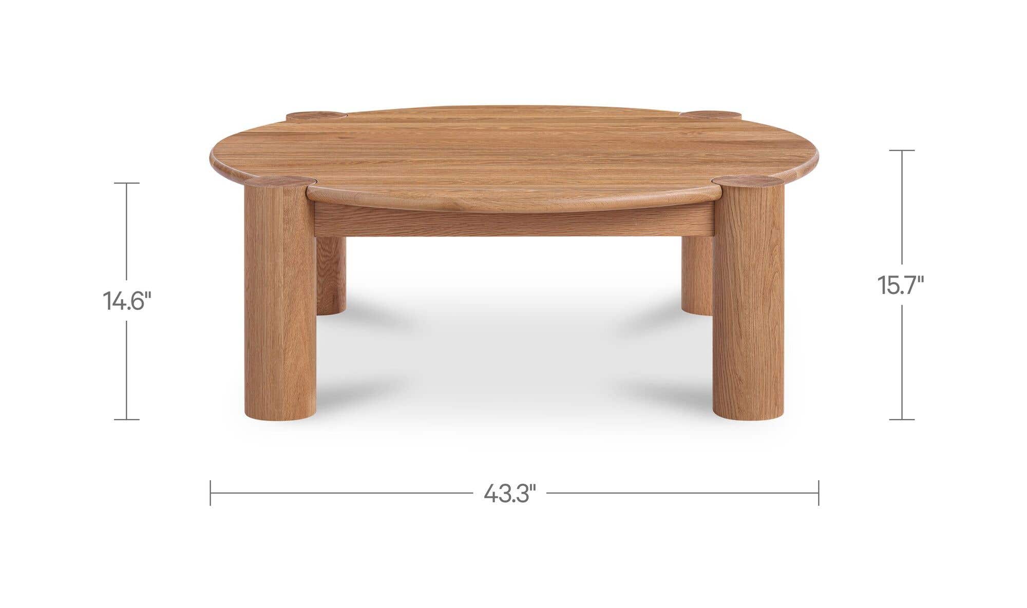 43.3" Natural Solid Oak Coffee Table