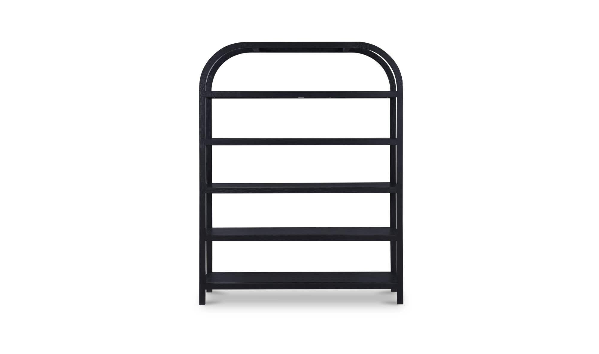 60" Black Solid Oak Large Bookcase