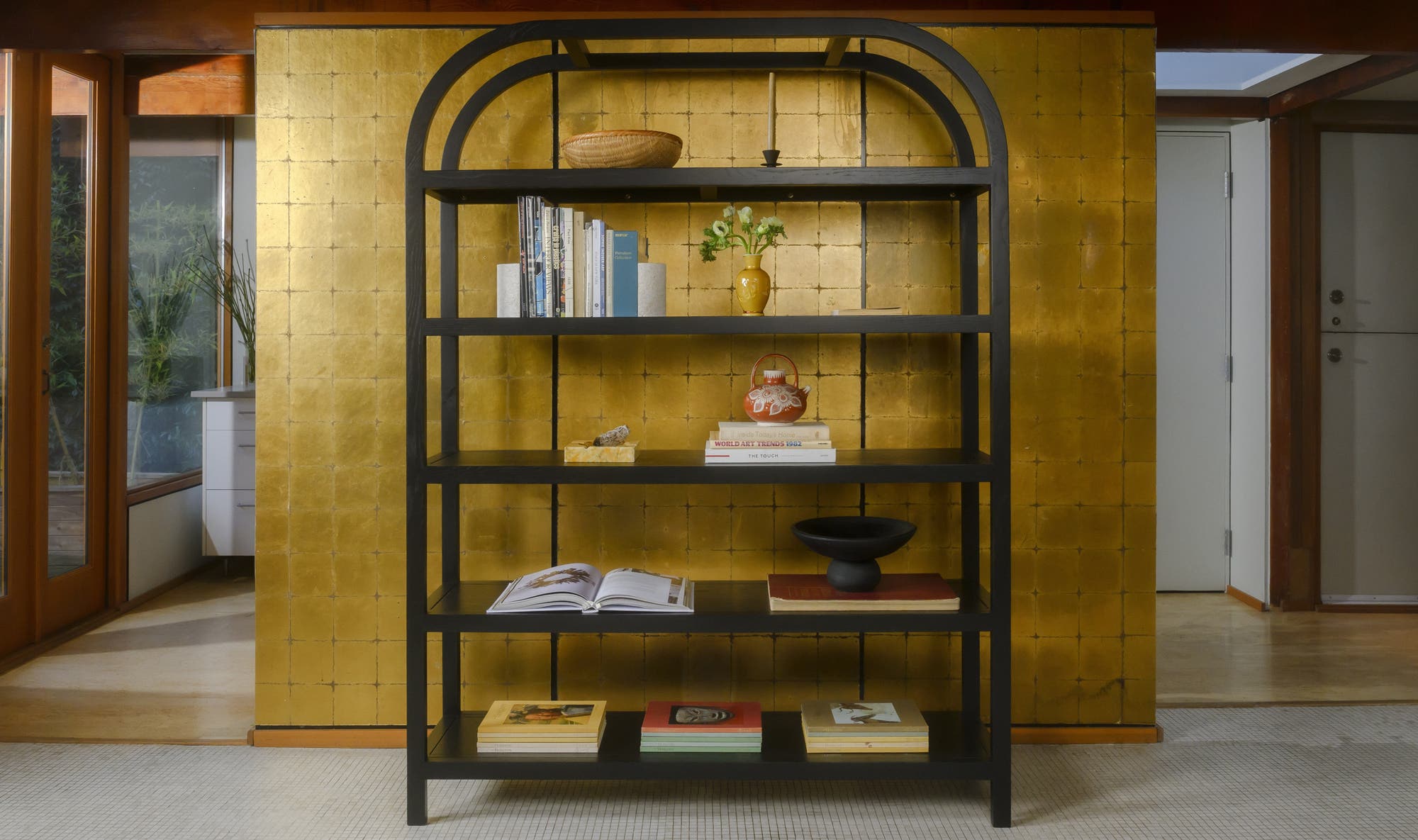 60" Black Solid Oak Large Bookcase