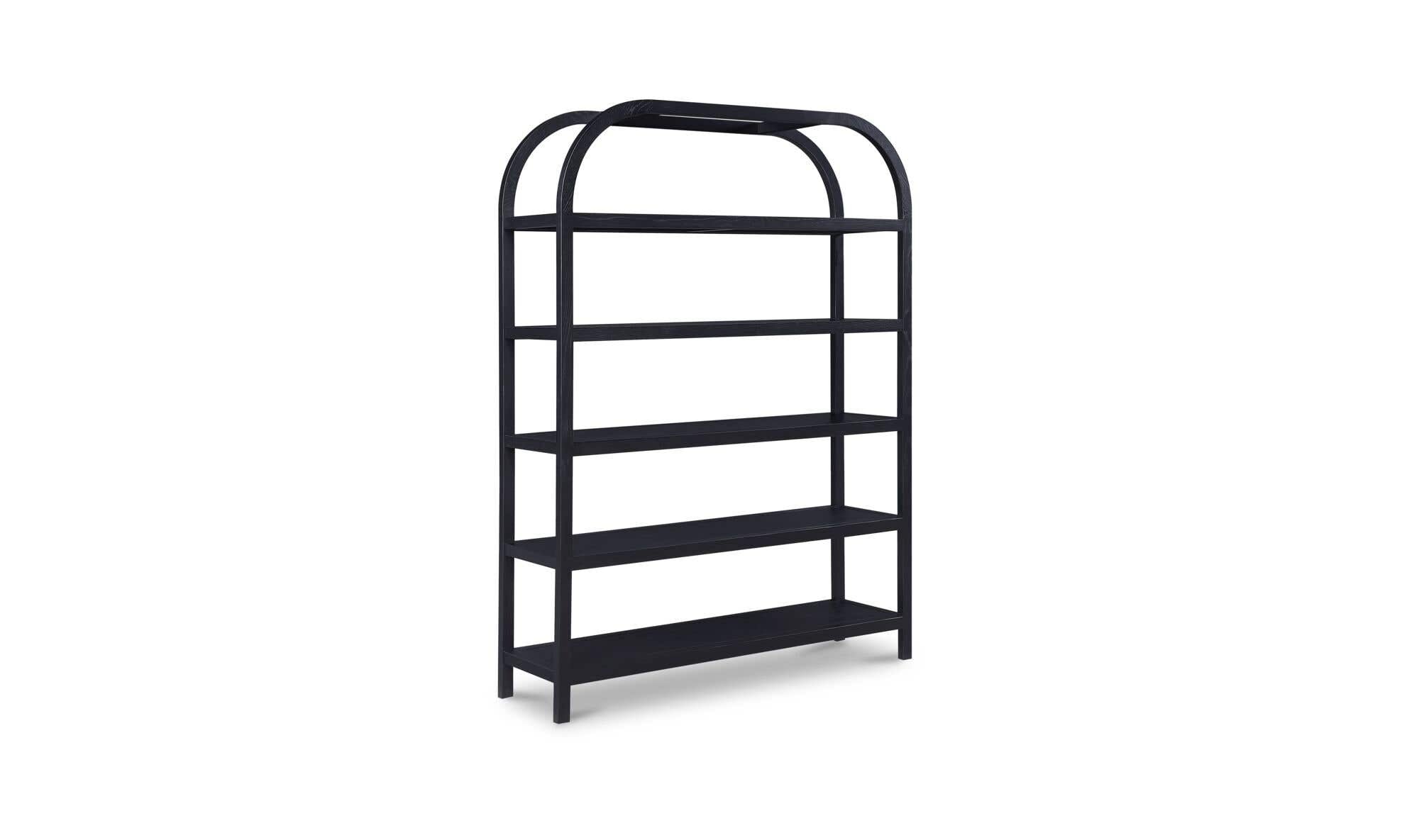 60" Black Solid Oak Large Bookcase