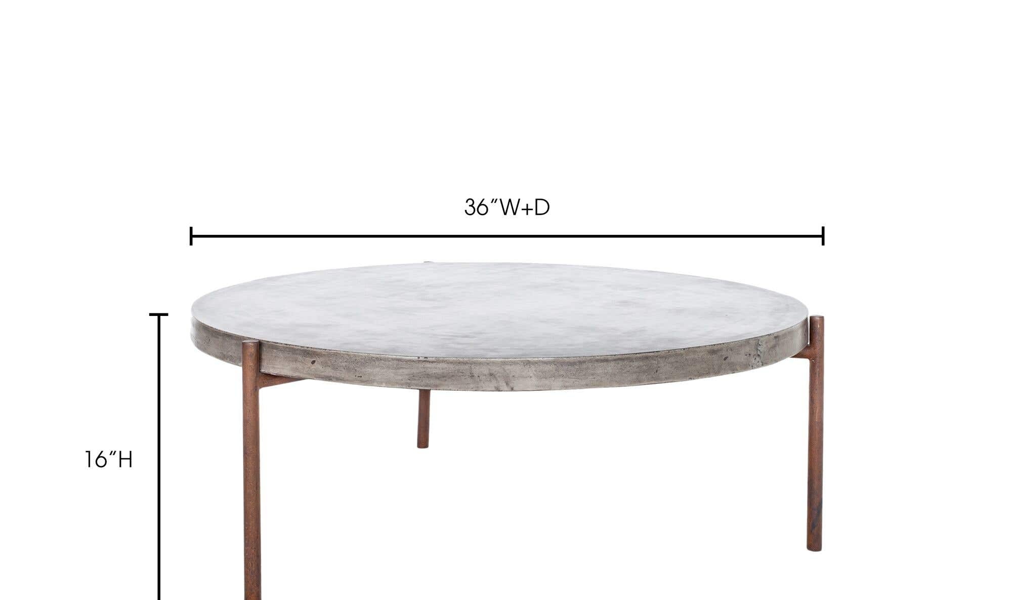 36" Dark Grey Concrete Coffee Table