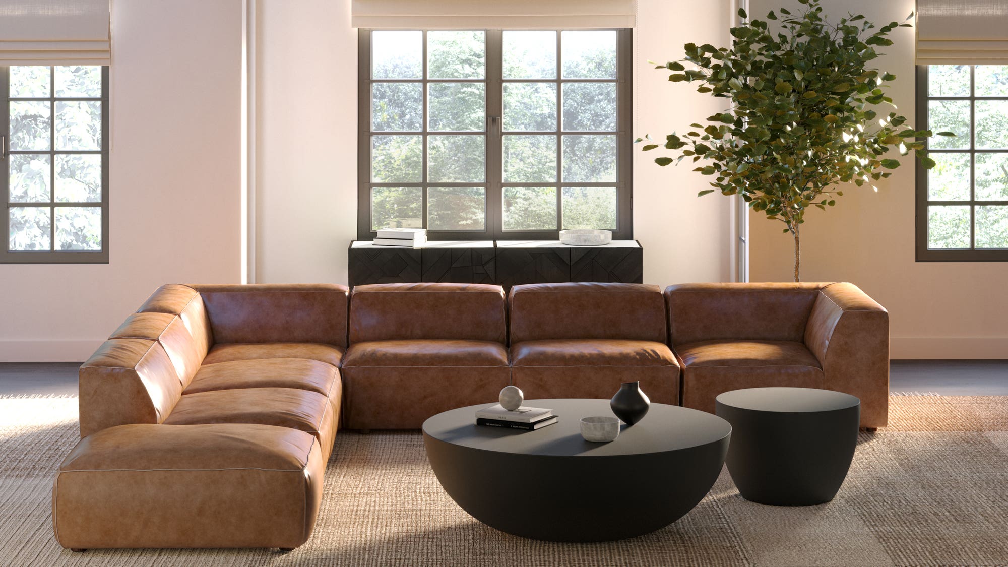 47" Black Concrete Coffee Table