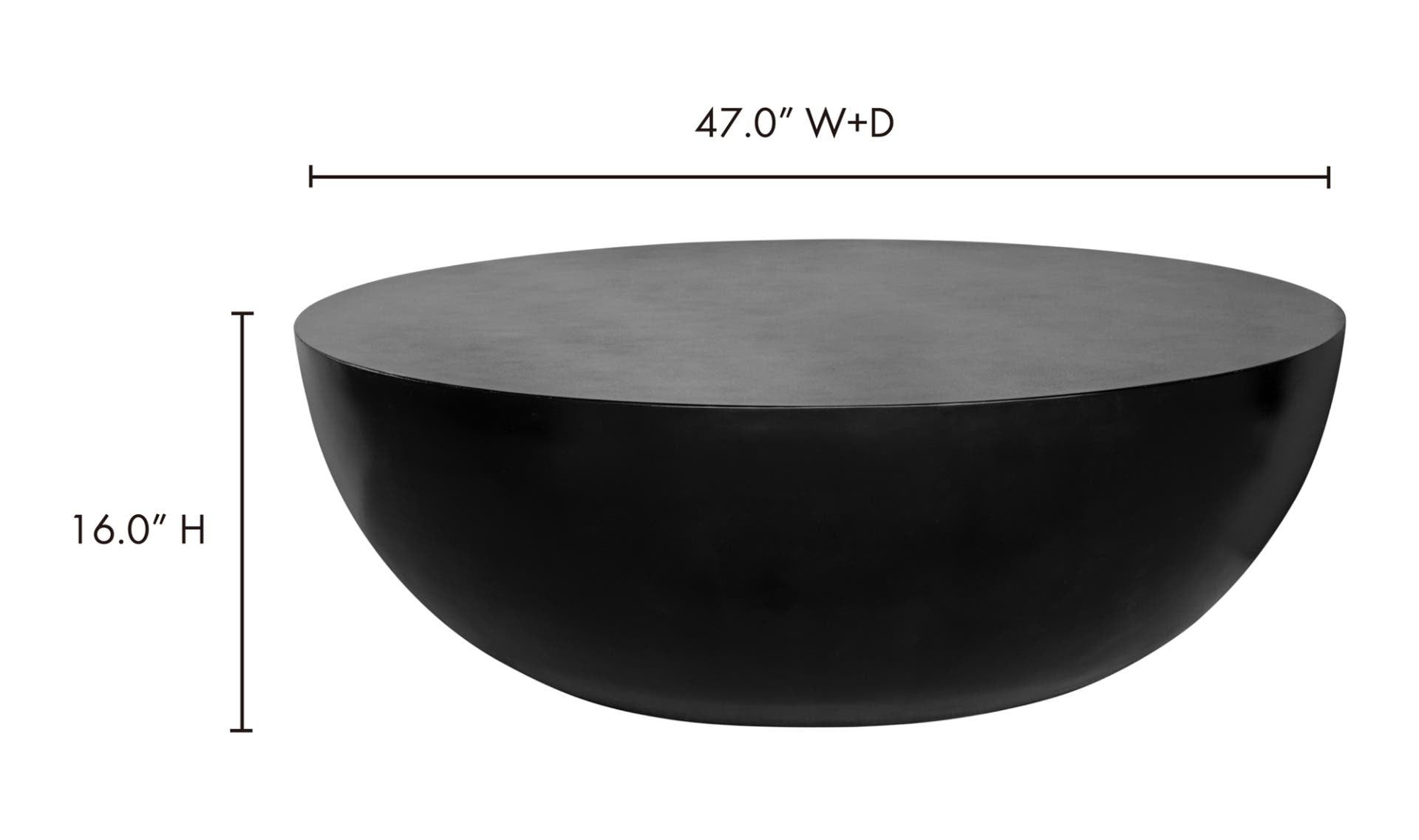 47" Black Concrete Coffee Table