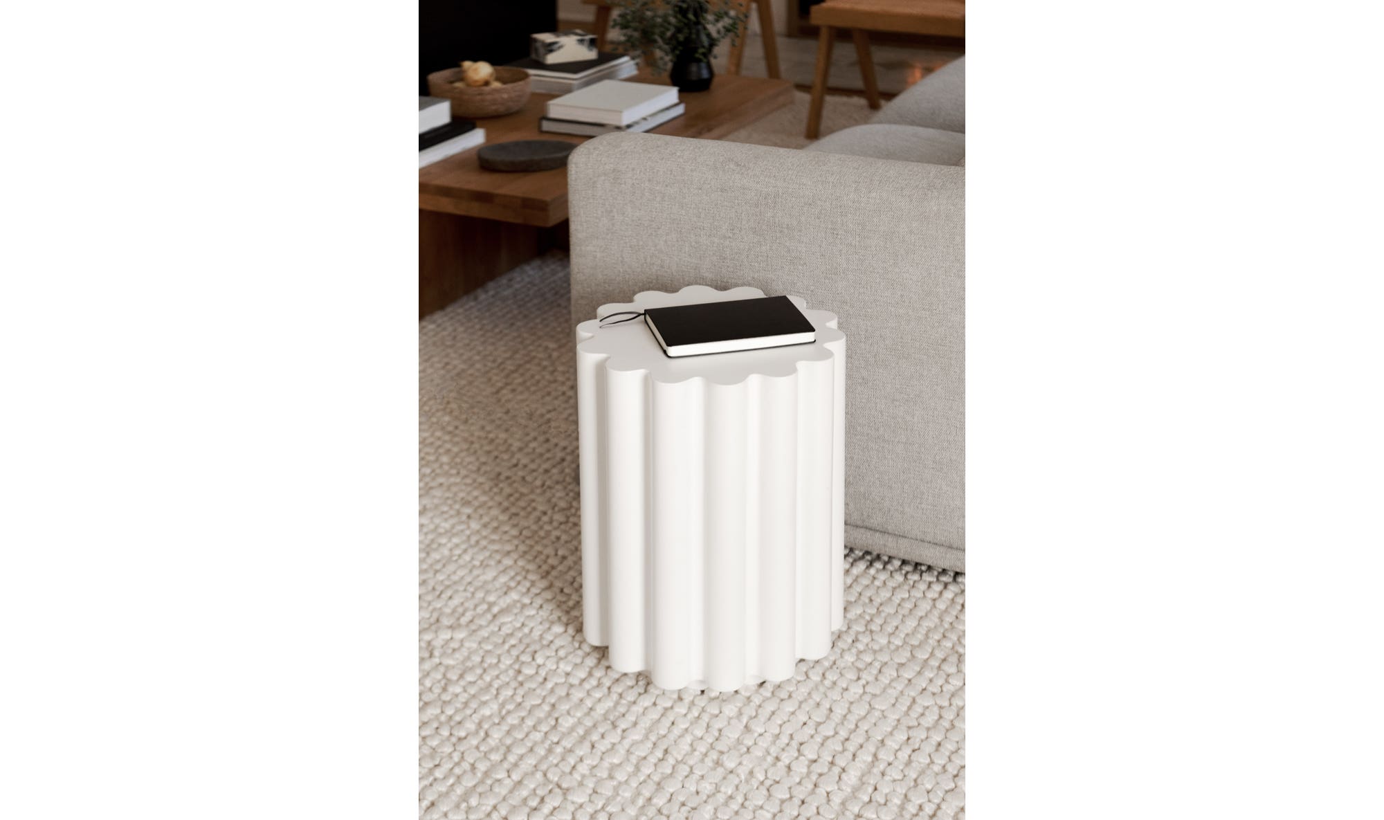 15" White Concrete Side Table