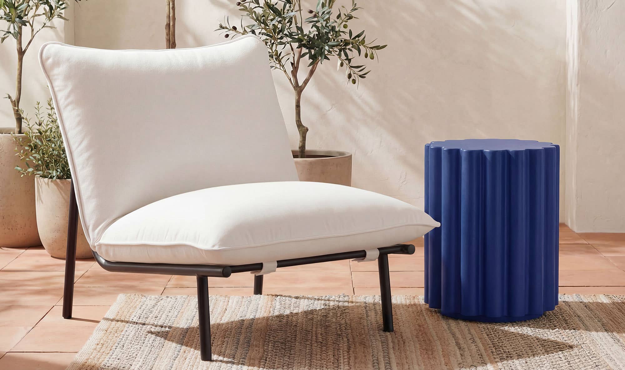 15" Blue Concrete Side Table
